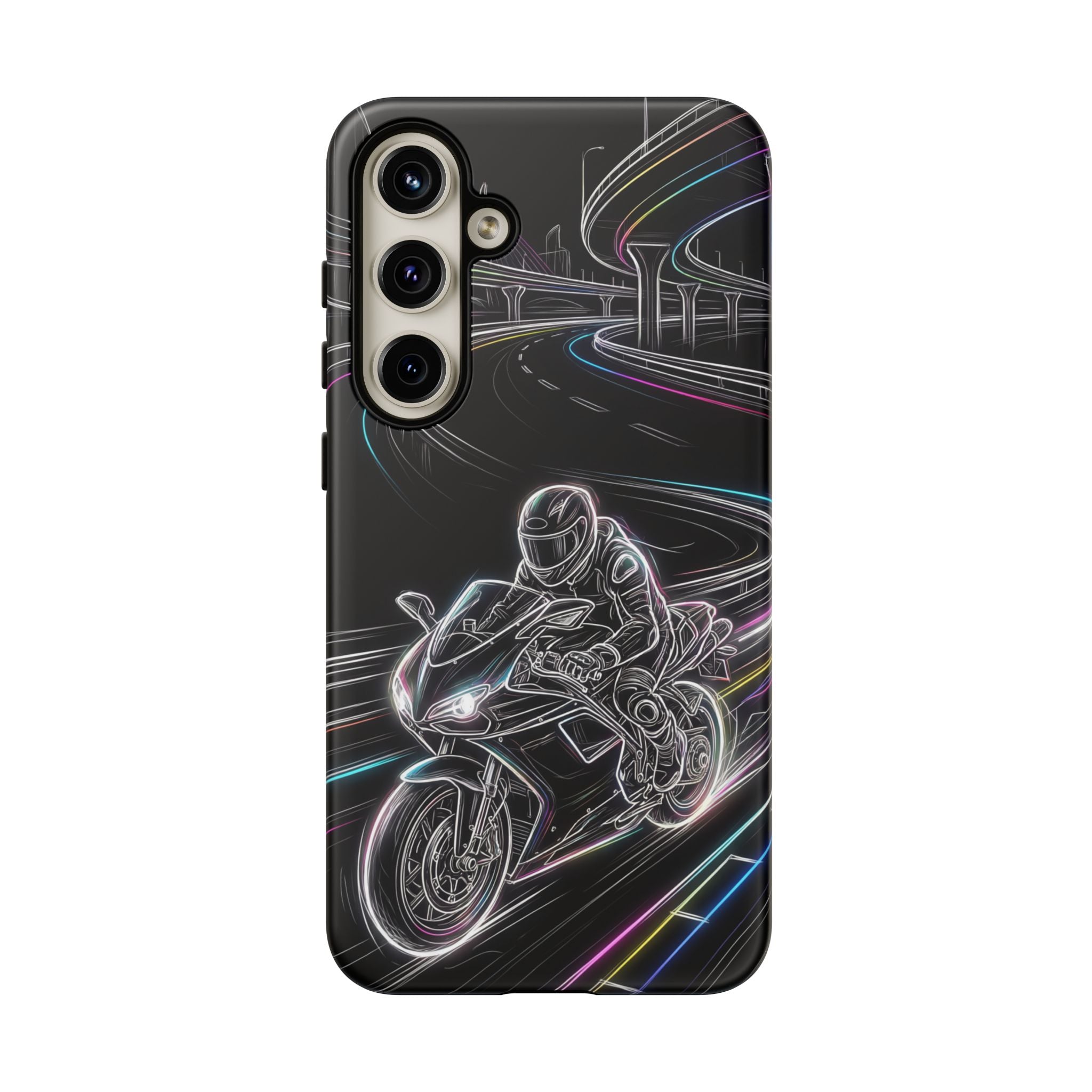 Neon Night Rider Samsung Galaxy Phone Case | Motorcycle Racing Protective Cover
