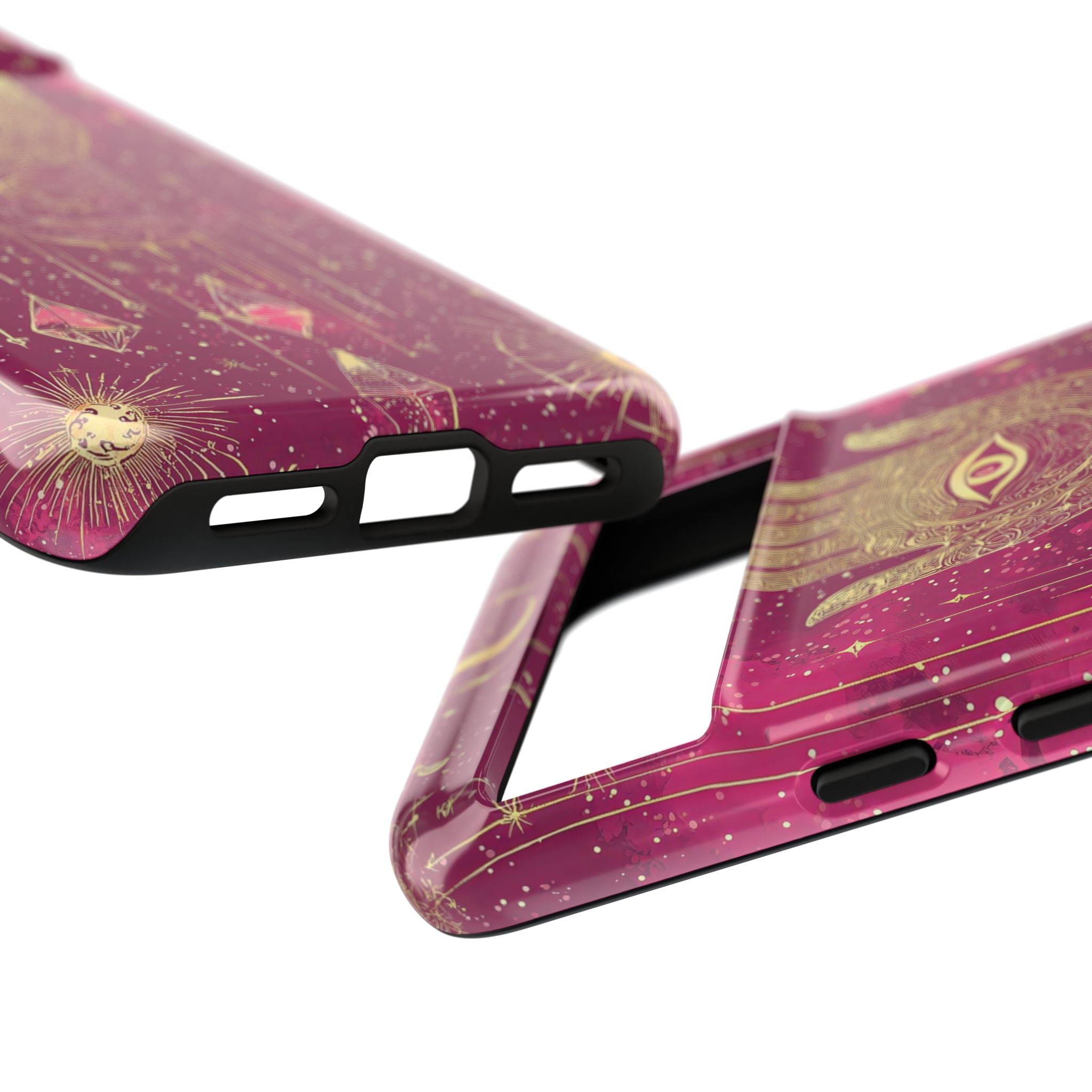 Mystic Hamsa Google Pixel Case | Gold Palm & All-Seeing Eye on Magenta Galaxy