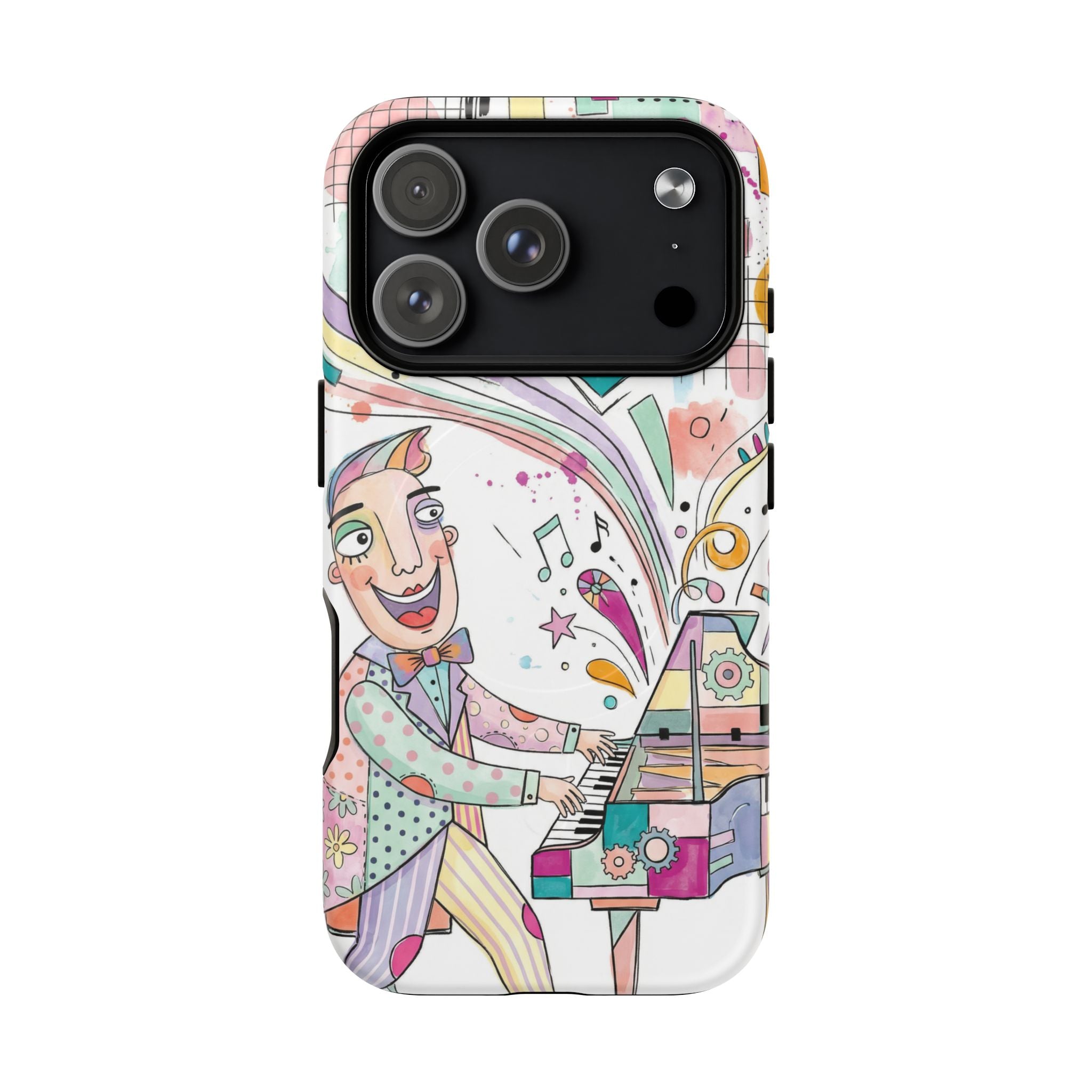 Musical Pianist MagSafe iPhone Case | Colorful Whimsical Piano Art