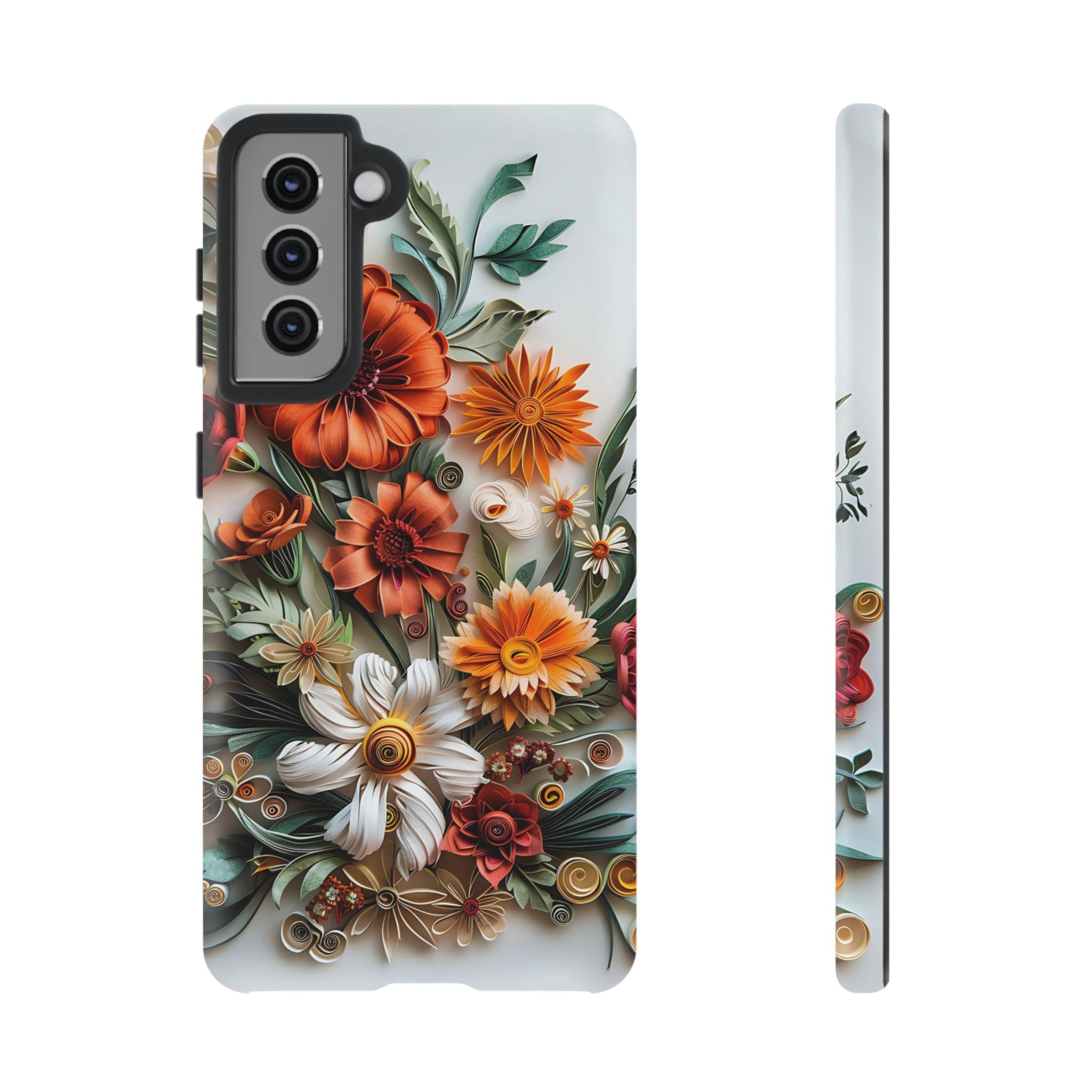 Floral Quilling Tough Samsung Galaxy Case — Orange Daisy