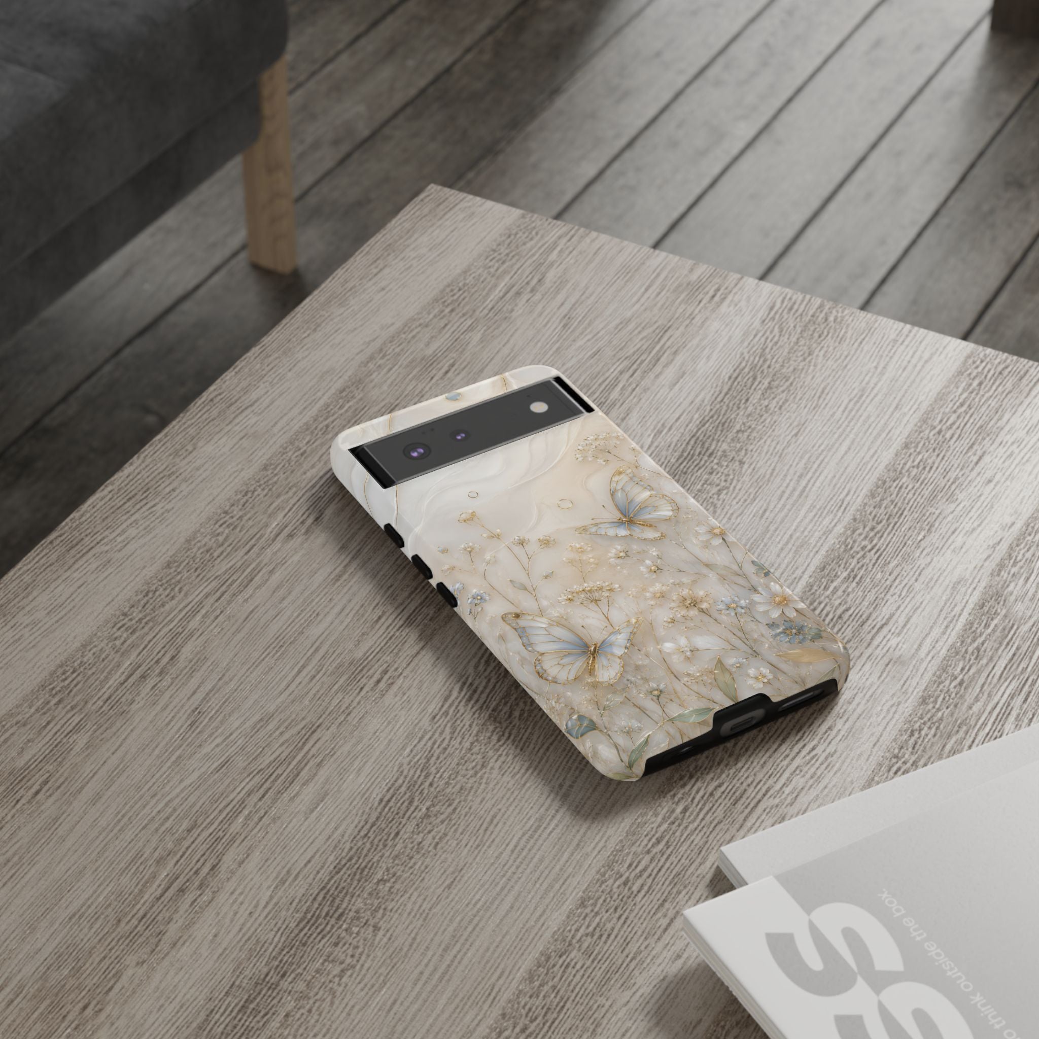 Butterfly Floral Google Pixel Phone Case | Cottagecore Meadow Art Cover