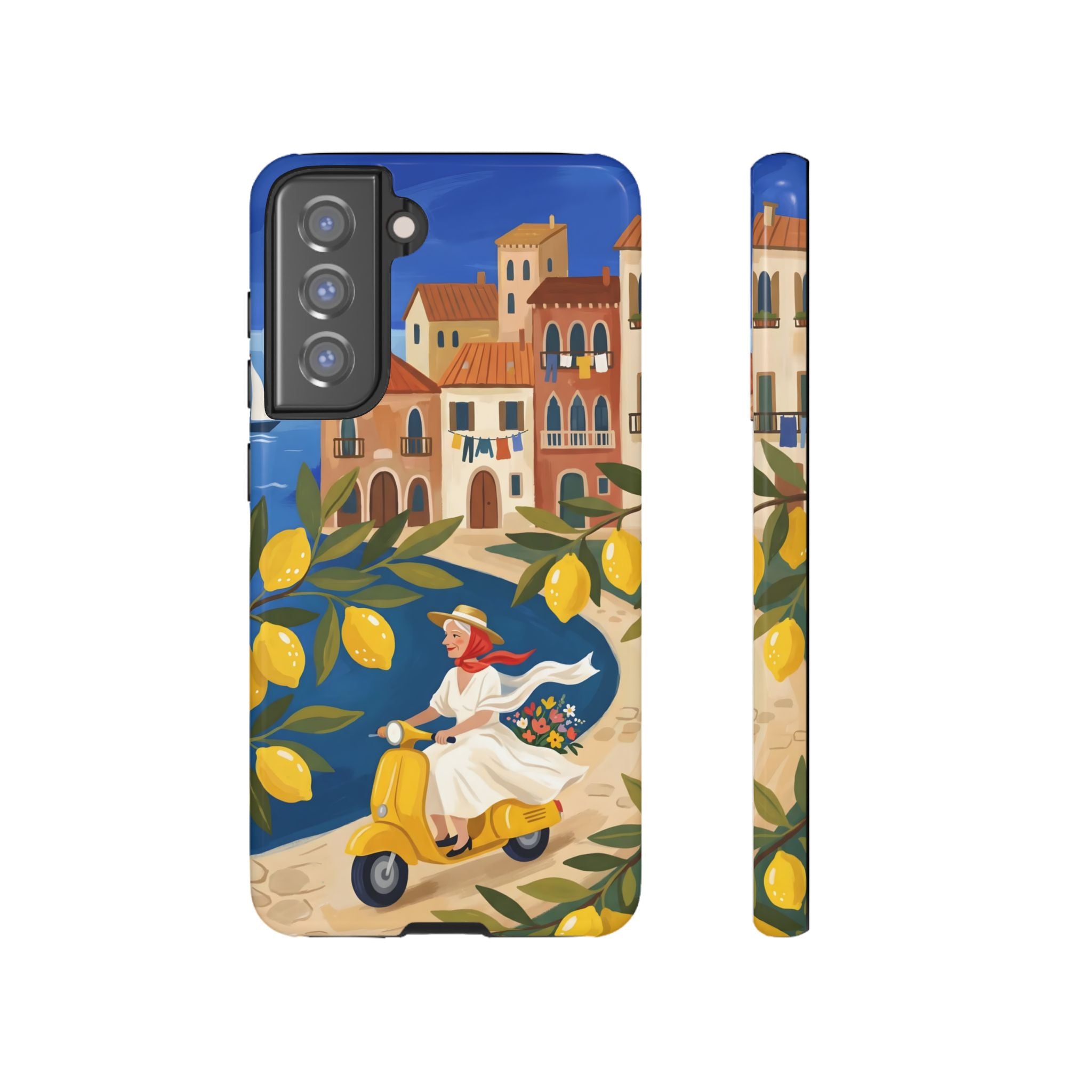 Lemon Coast Scooter Samsung Galaxy Phone Case | Mediterranean Vespa Travel Designn