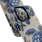 Cover per iPhone con motivo in ceramica blu a tartaruga marina