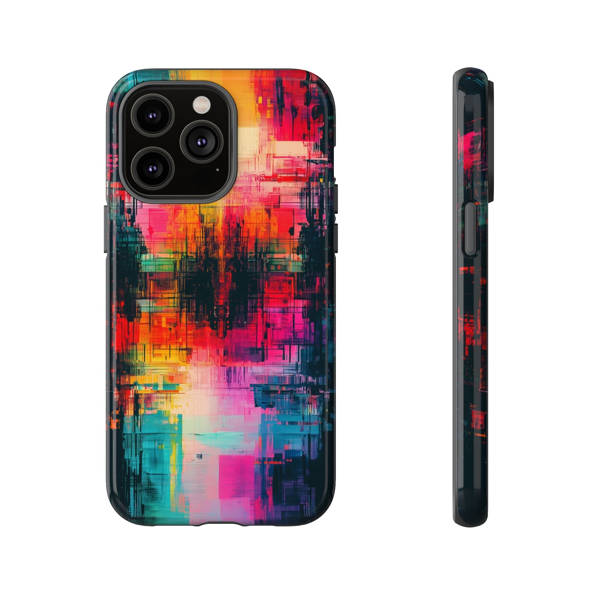 Abstract Neon Glitch Art Tough iPhone Case