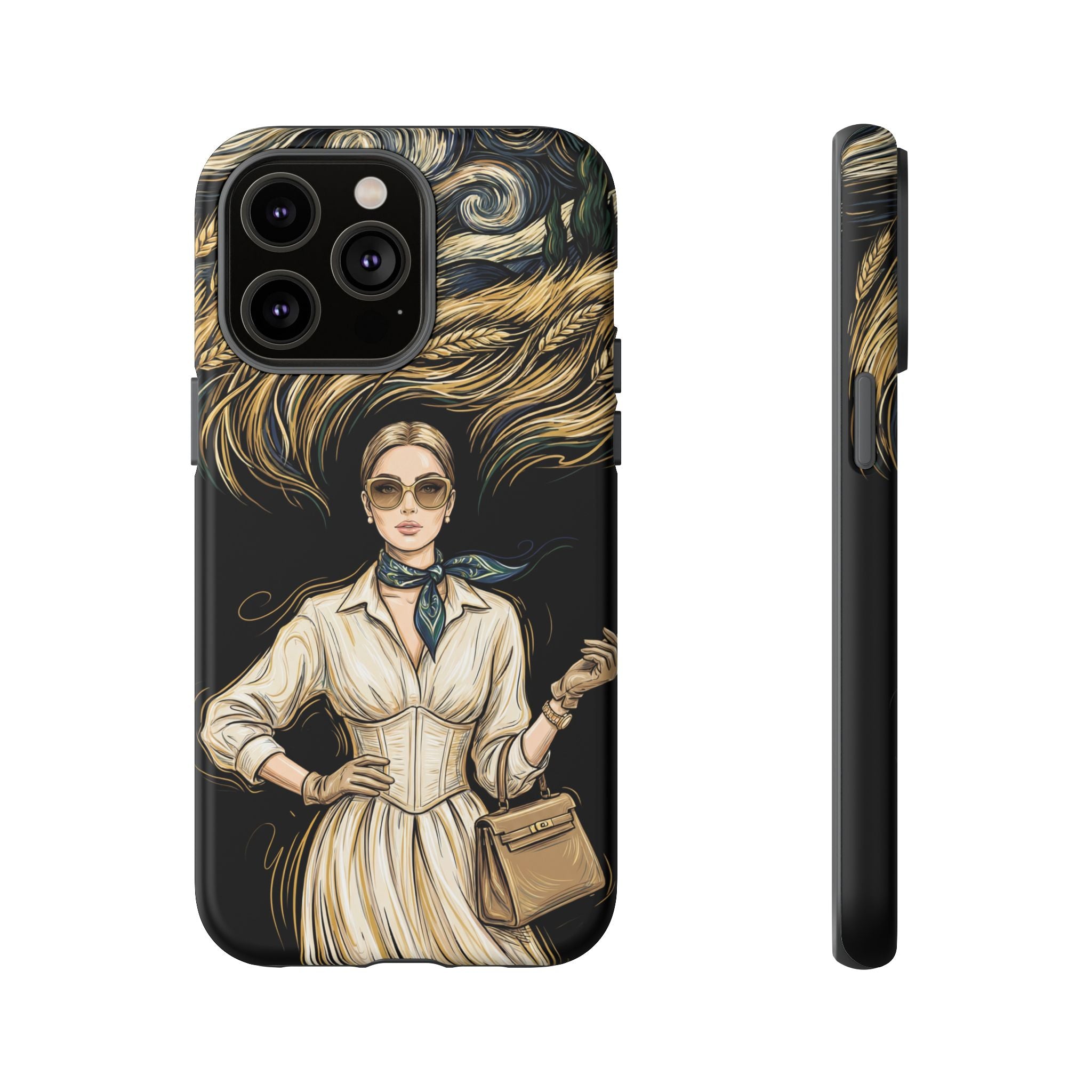Vintage Elegance iPhone Case | Retro Woman with Flowing Golden Hair