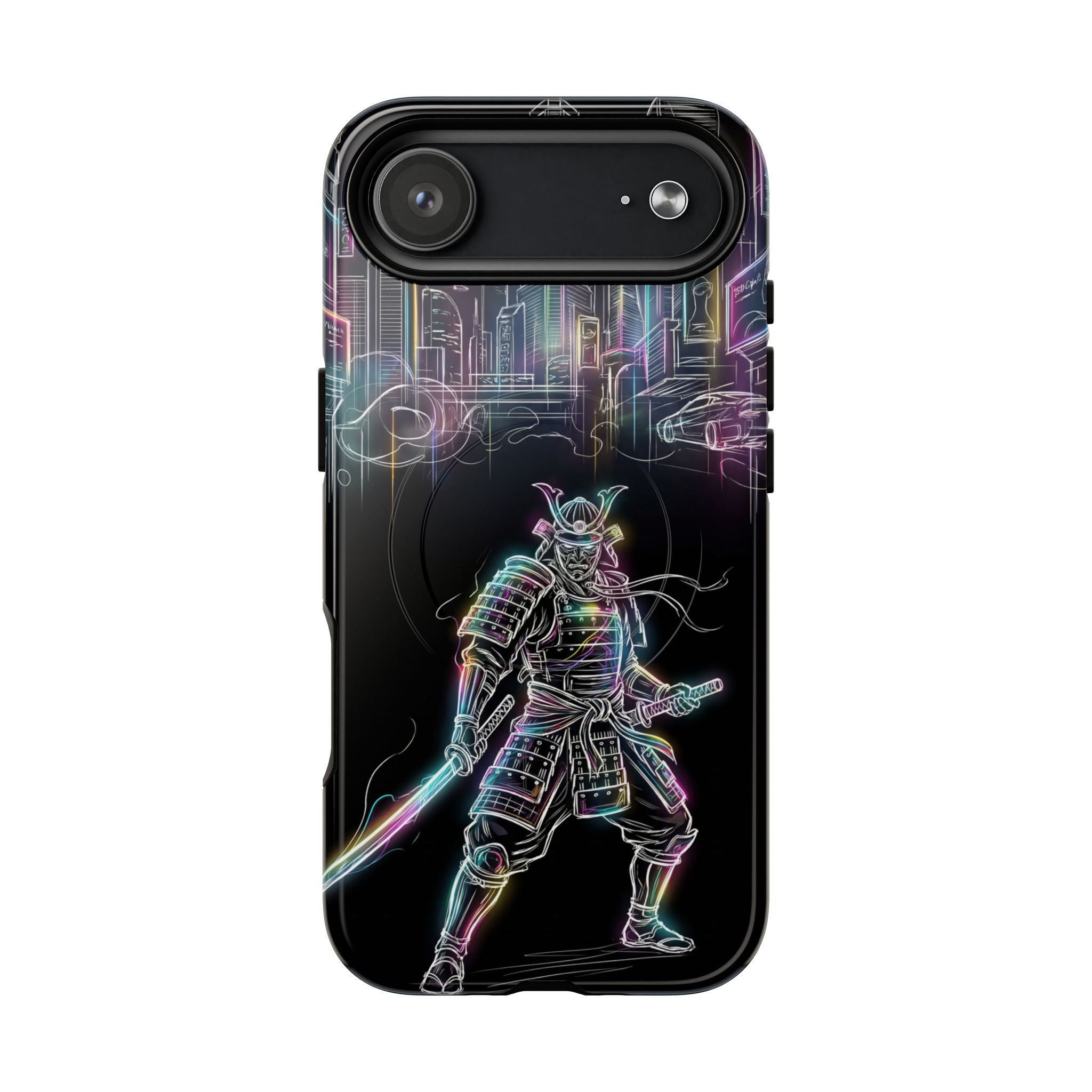 Neon Samurai MagSafe iPhone Case | Cyberpunk City Armor