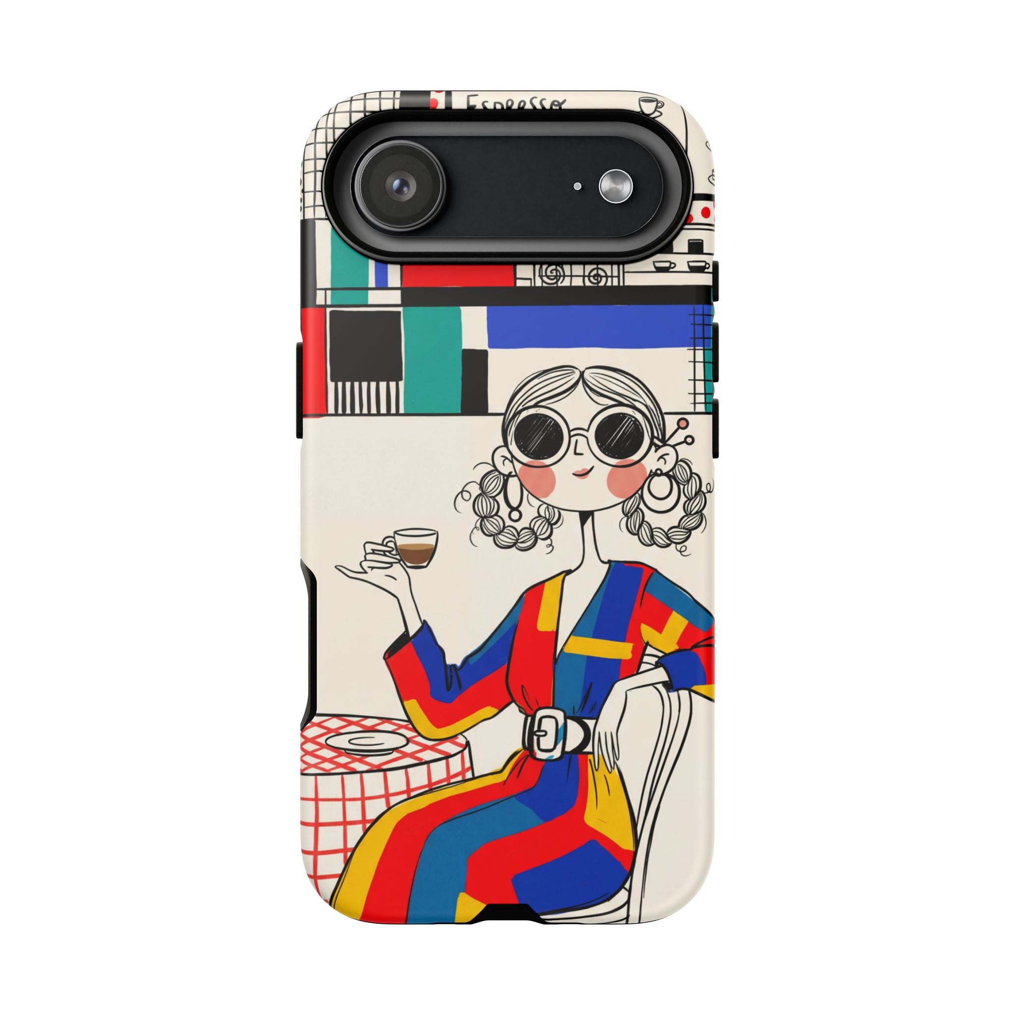 Retro Cafe iPhone Case | Colourful Chic Woman Illustration