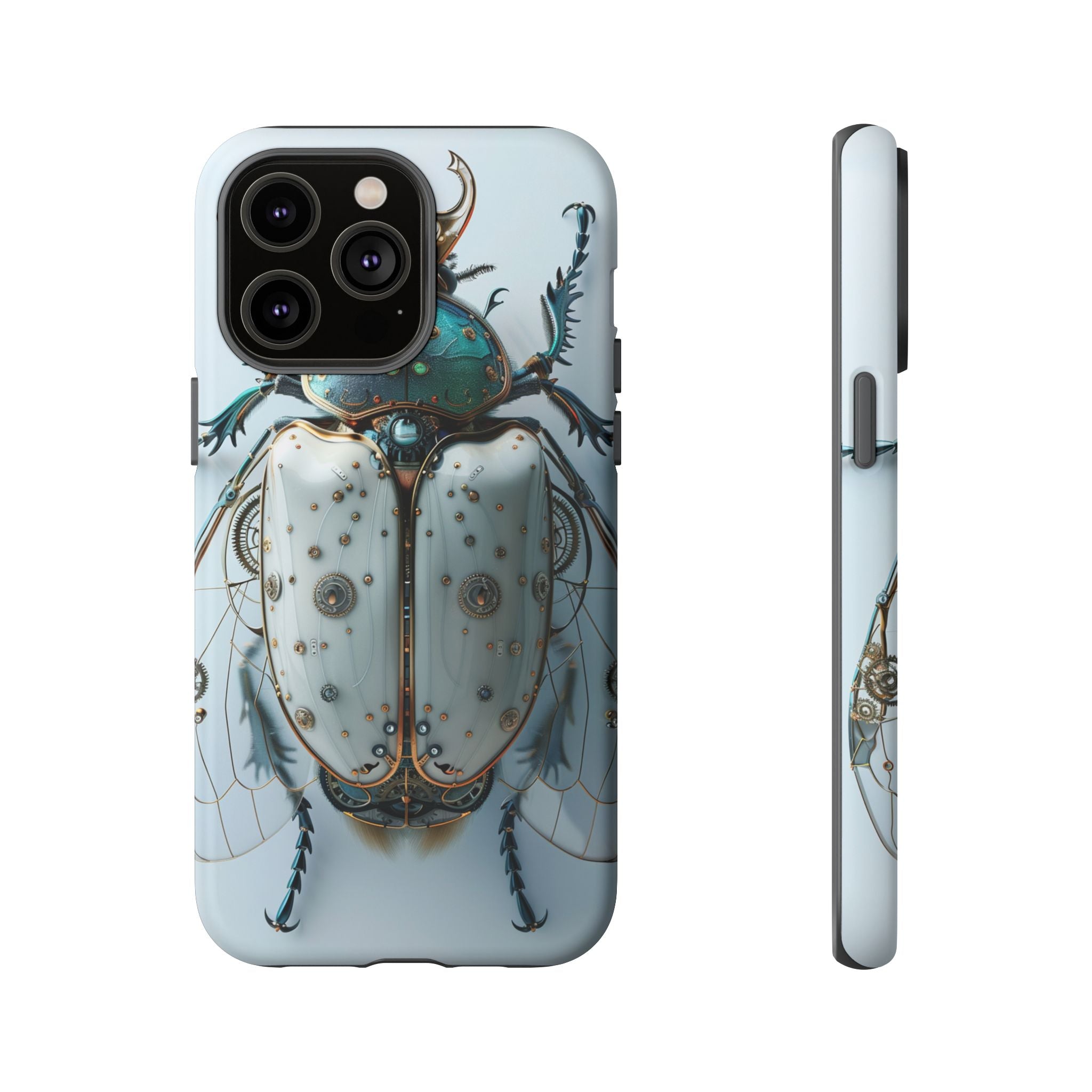 Steampunk White Beetle Protective Tough iPhone Case