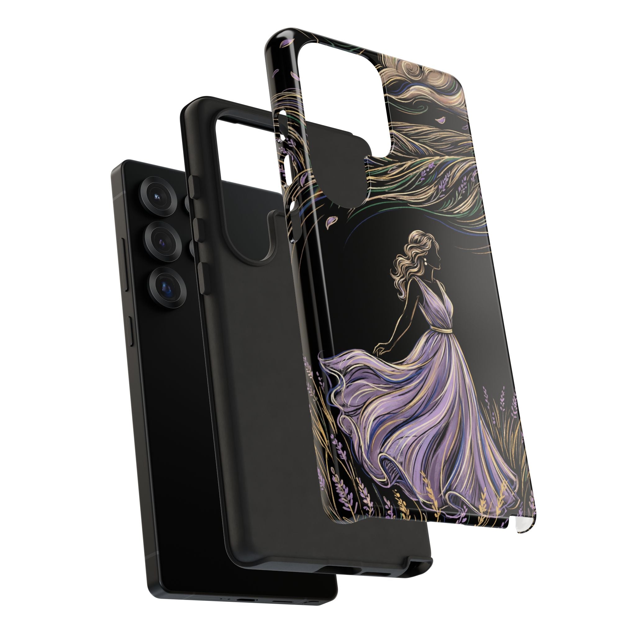 Lavender Breeze Samsung Galaxy Phone Case | Elegant Dancing Woman Floral Protection