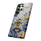Floral Bee Tough Samsung Galaxy Phone Case | Blue & Yellow Moon Garden Design
