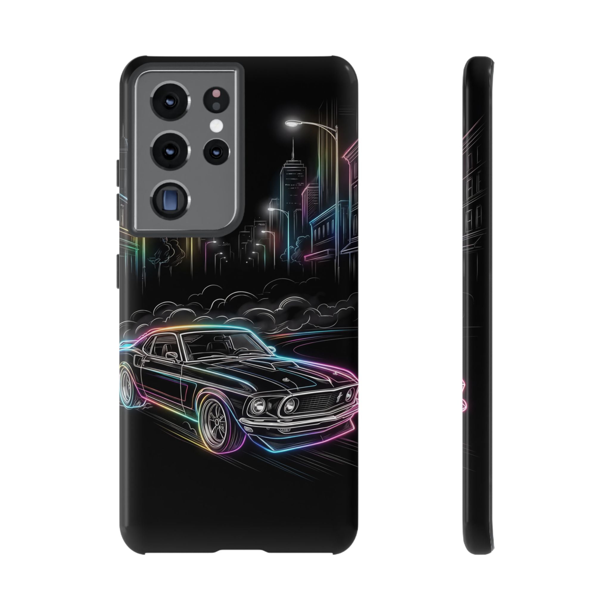 Neon Muscle Car Samsung Galaxy Phone Case | Retro City Nightscape