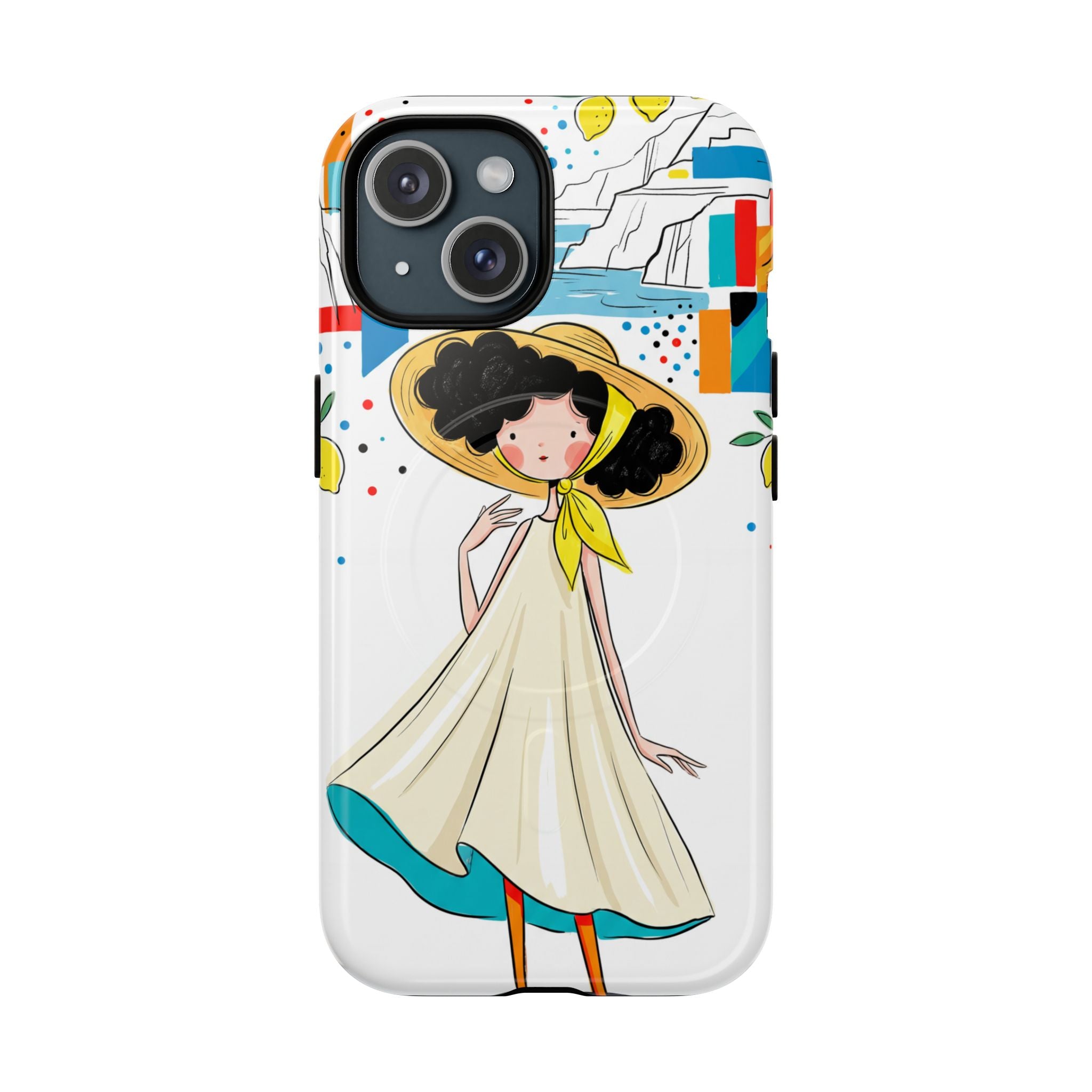 Cute Summer Girl MagSafe iPhone Case | Whimsical Coastal Illustration Protective Case