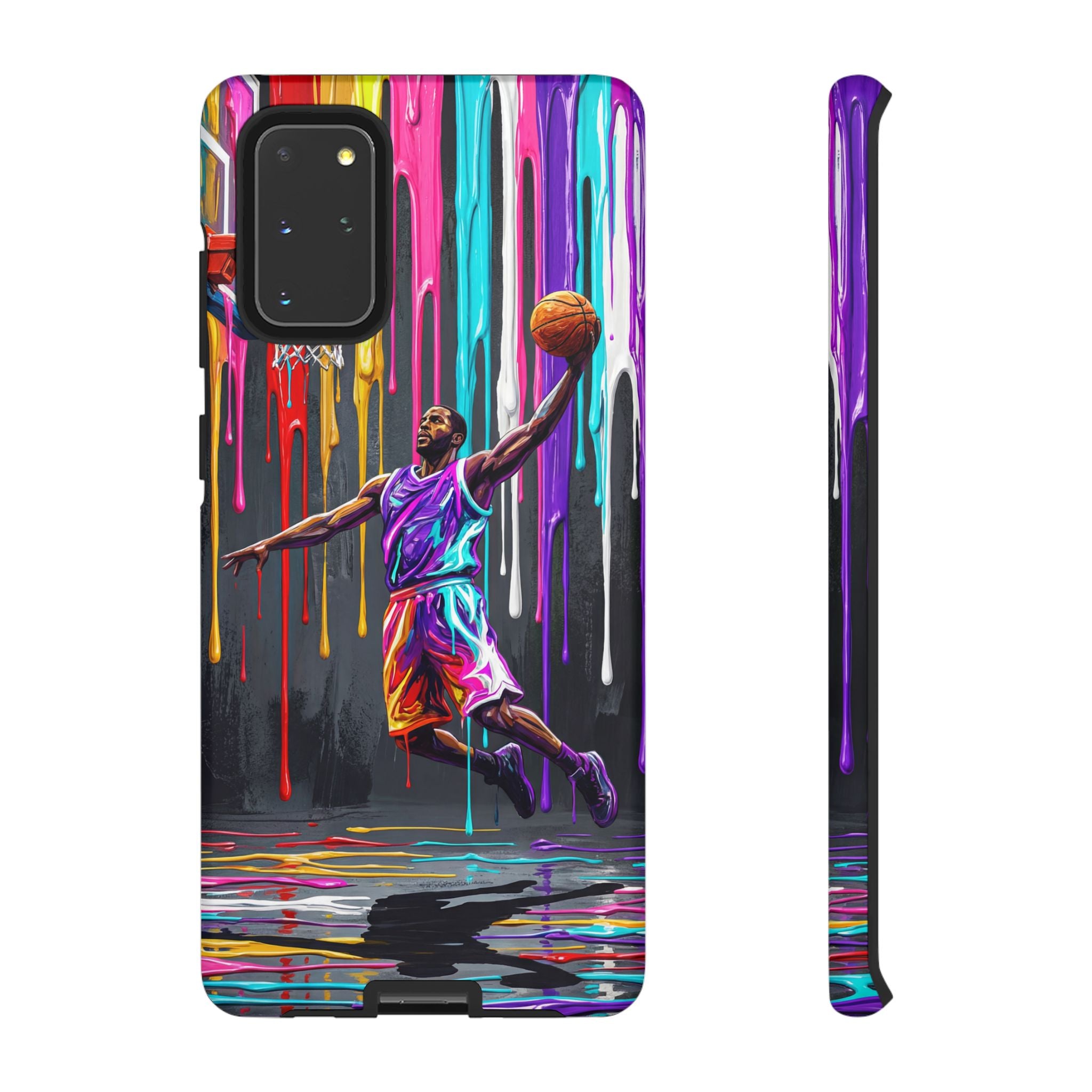 Color Splash Basketball Samsung Galaxy Phone Case | Vibrant Drip Dunk Design