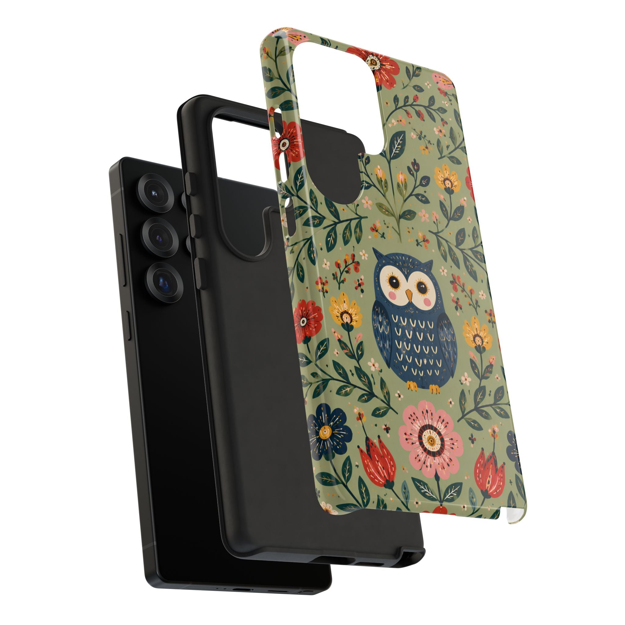 Floral Owl Tough Samsung Phone Case | Cute Botanical Protective Cover