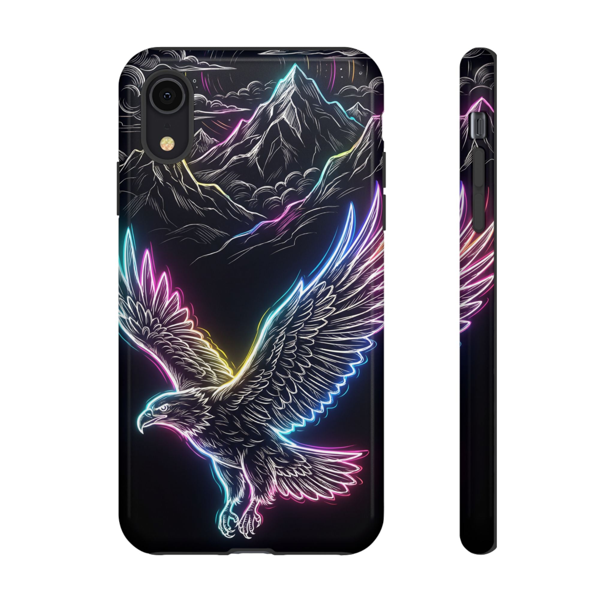 Neon Eagle iPhone Case with Mountain Design