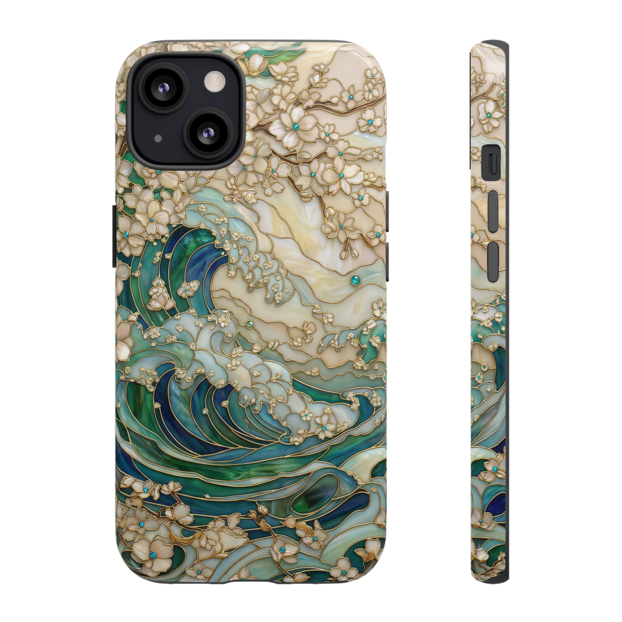Elegant Ocean Wave Floral Art iPhone Case
