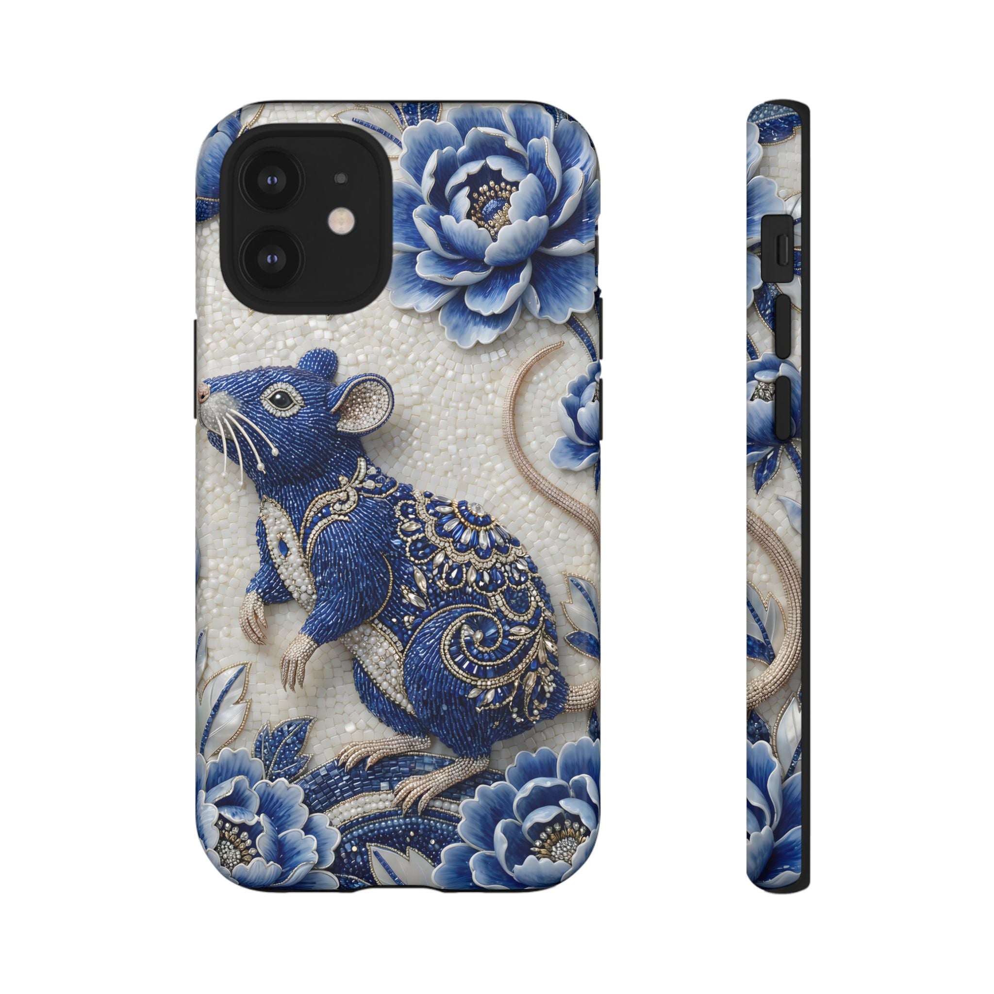 Asian Zodiac Rat iPhone Case | Blue & White Porcelain Art Slim Protective iPhone Case | Year of the Rat Gift