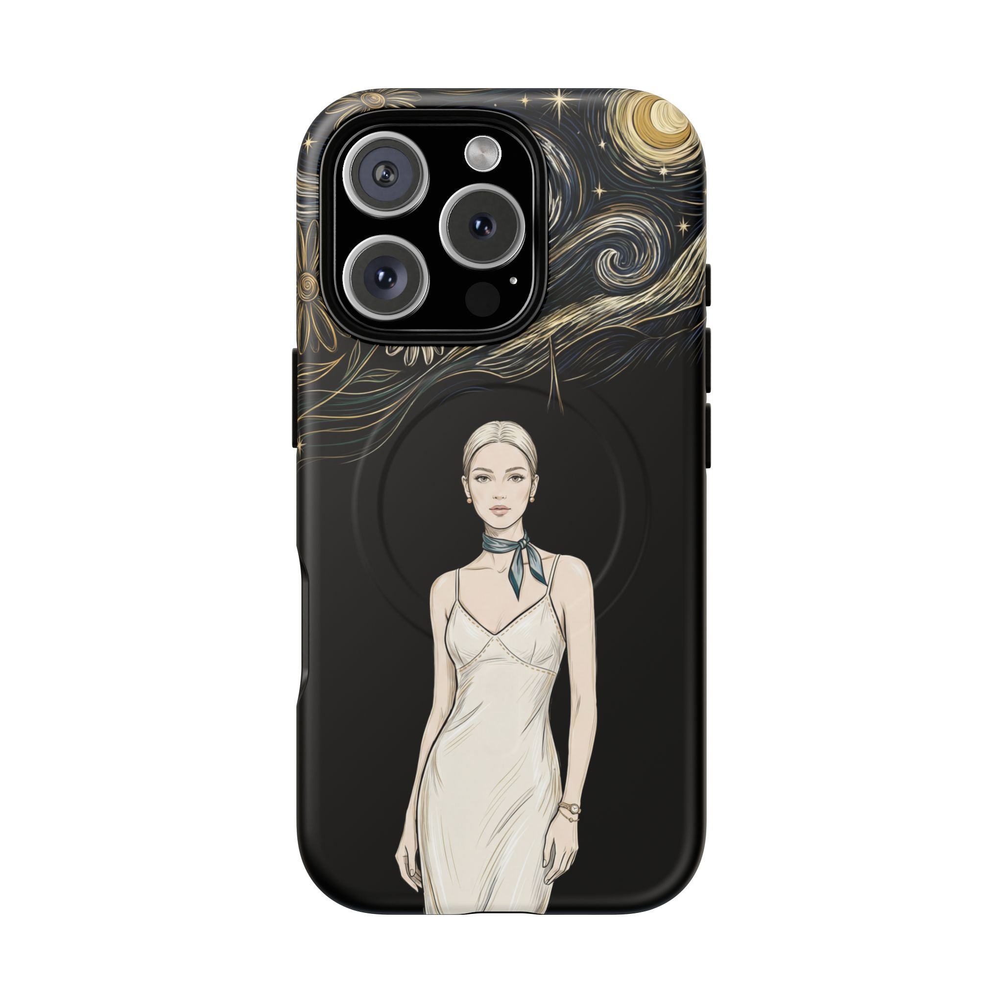 Starry Night Fashion MagSafe iPhone Case | Elegant Woman Illustration