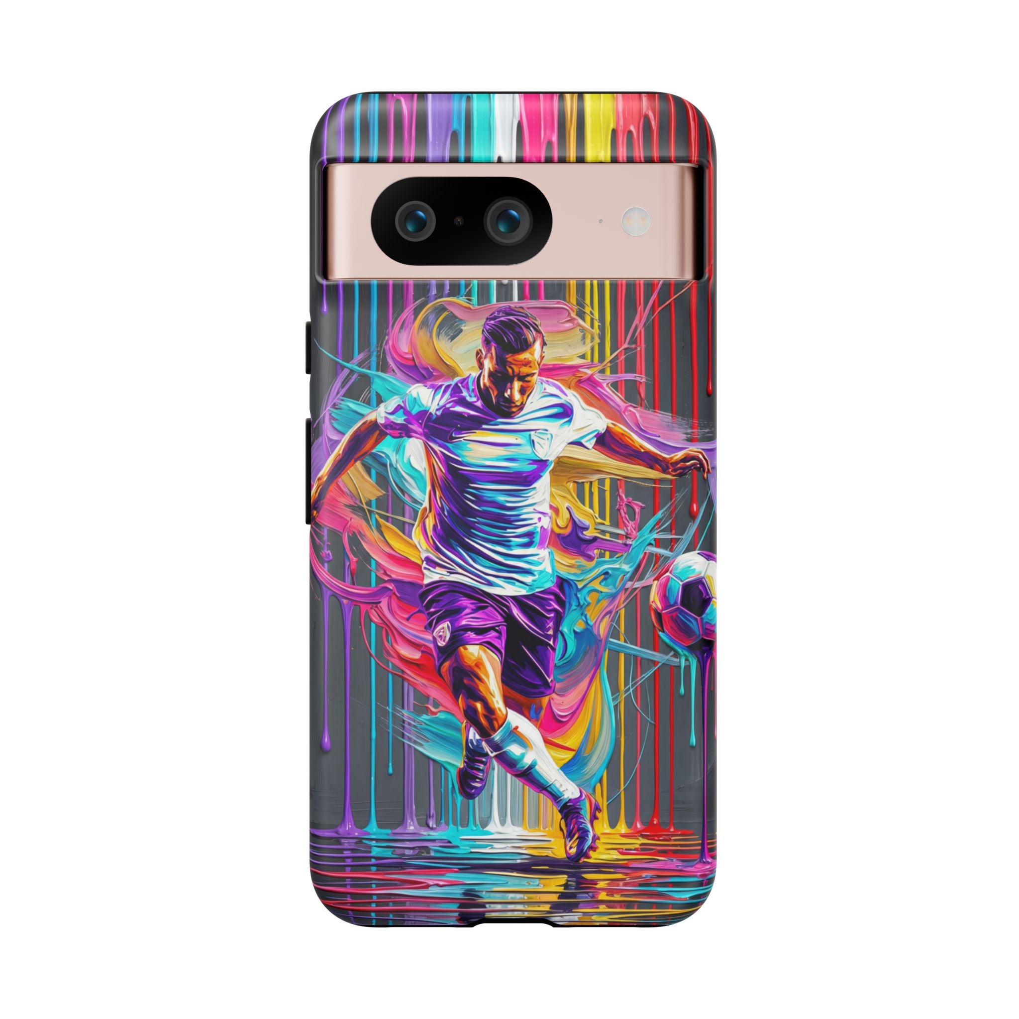 Soccer Player Neon Art Google Pixel Phone Case | Vibrant Football Kick Protective Cover