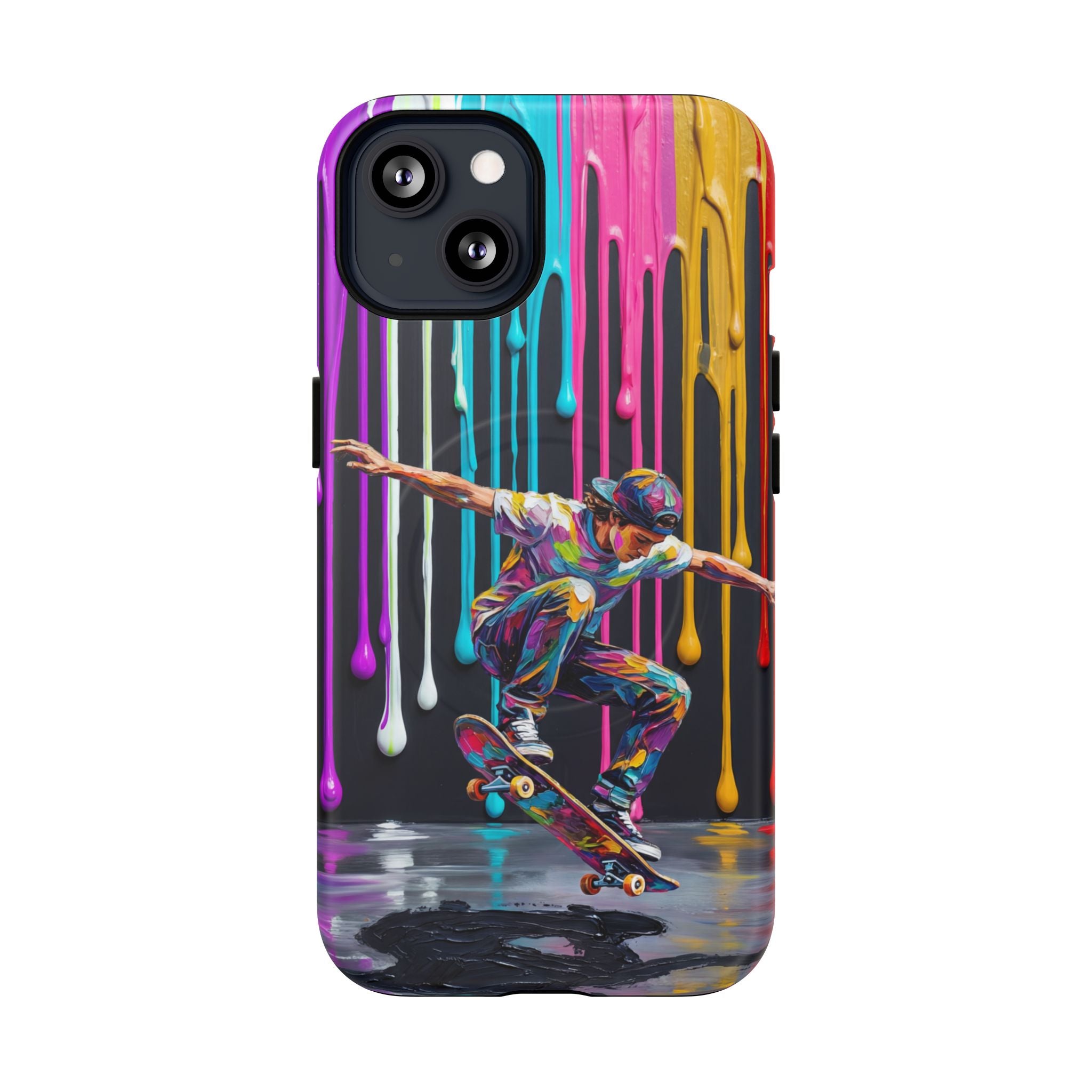 Colourful Drip Art Skateboarder Splash MagSafe iPhone Case