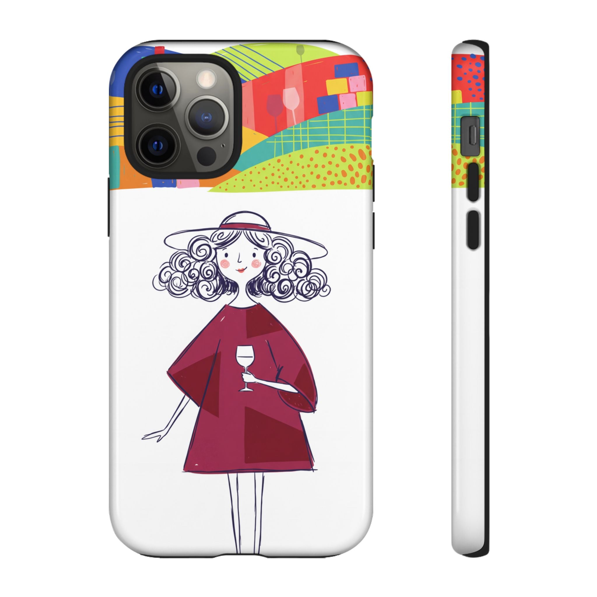 Colourful Artistic Wine Lady iPhone Case