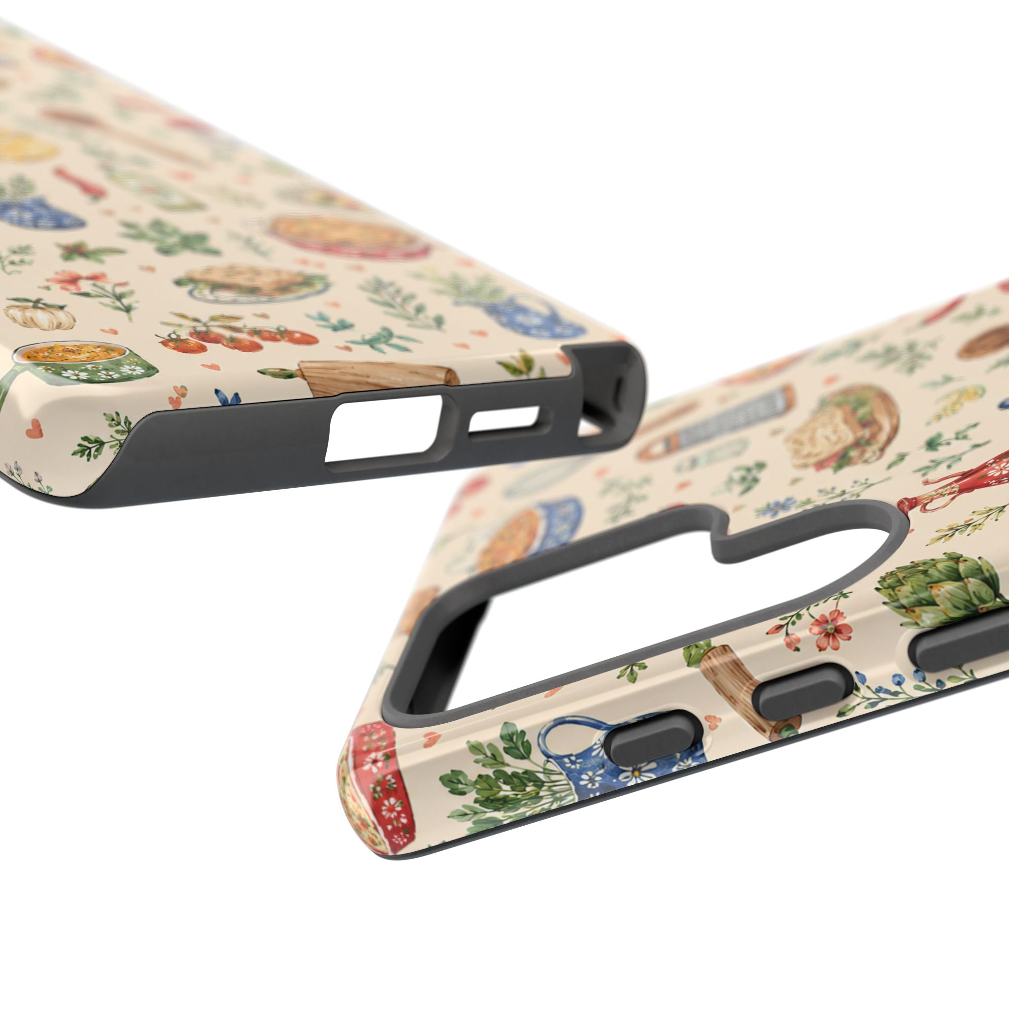 Kitchen Pattern Samsung Galaxy Phone Case | Cute Watercolor Cooking & Herbs Protective Cover