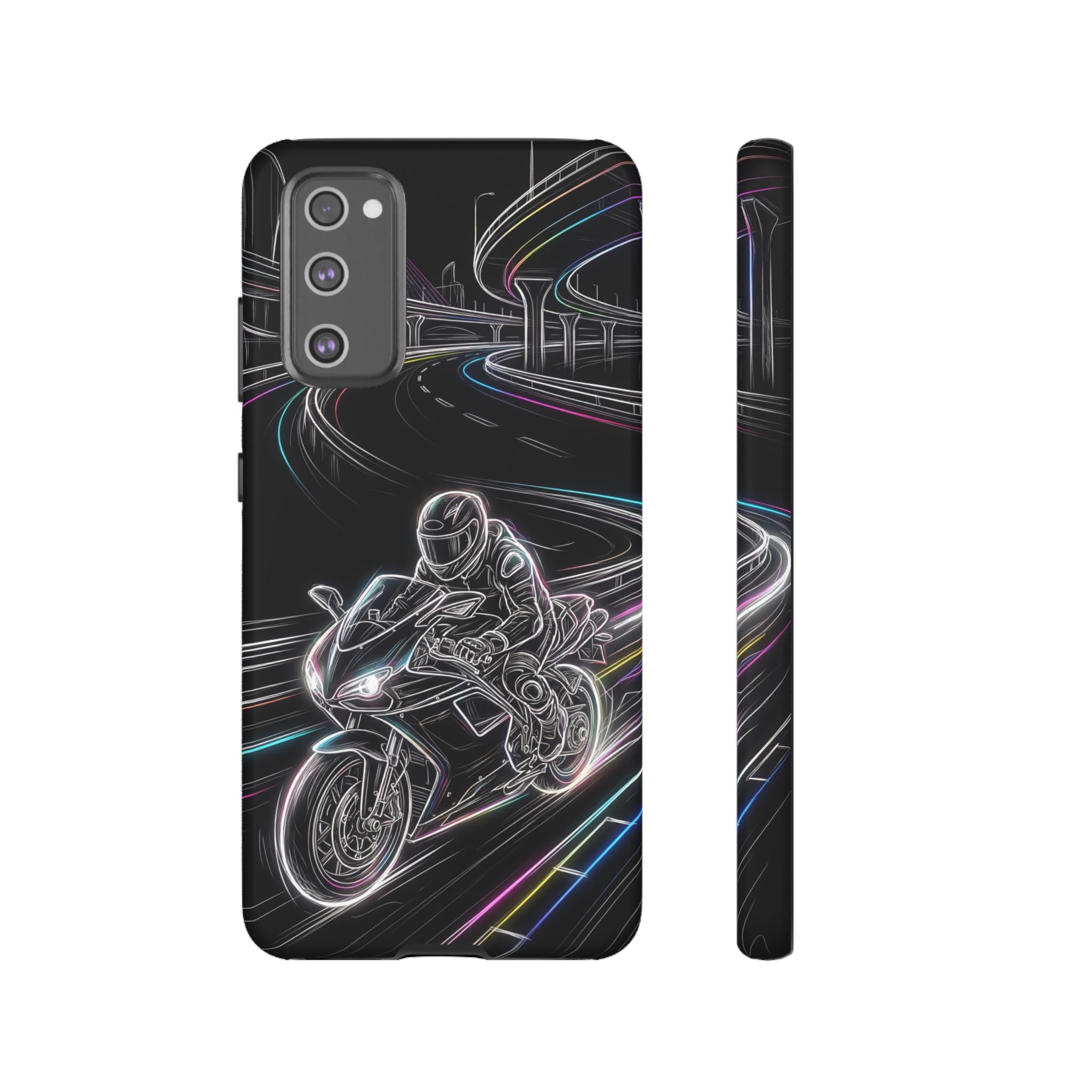 Neon Night Rider Samsung Galaxy Phone Case | Motorcycle Racing Protective Cover