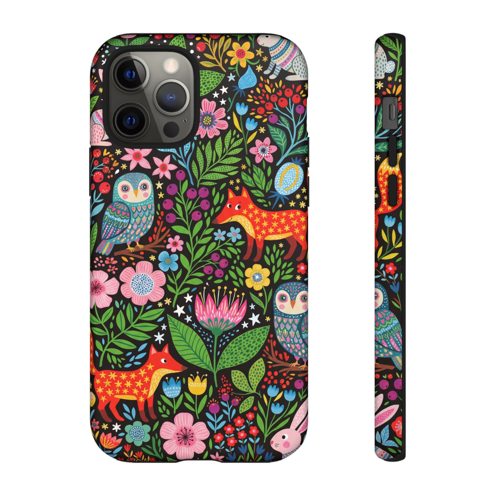 Floral Woodland iPhone Case | Colourful Fox & Owl Protective Cover