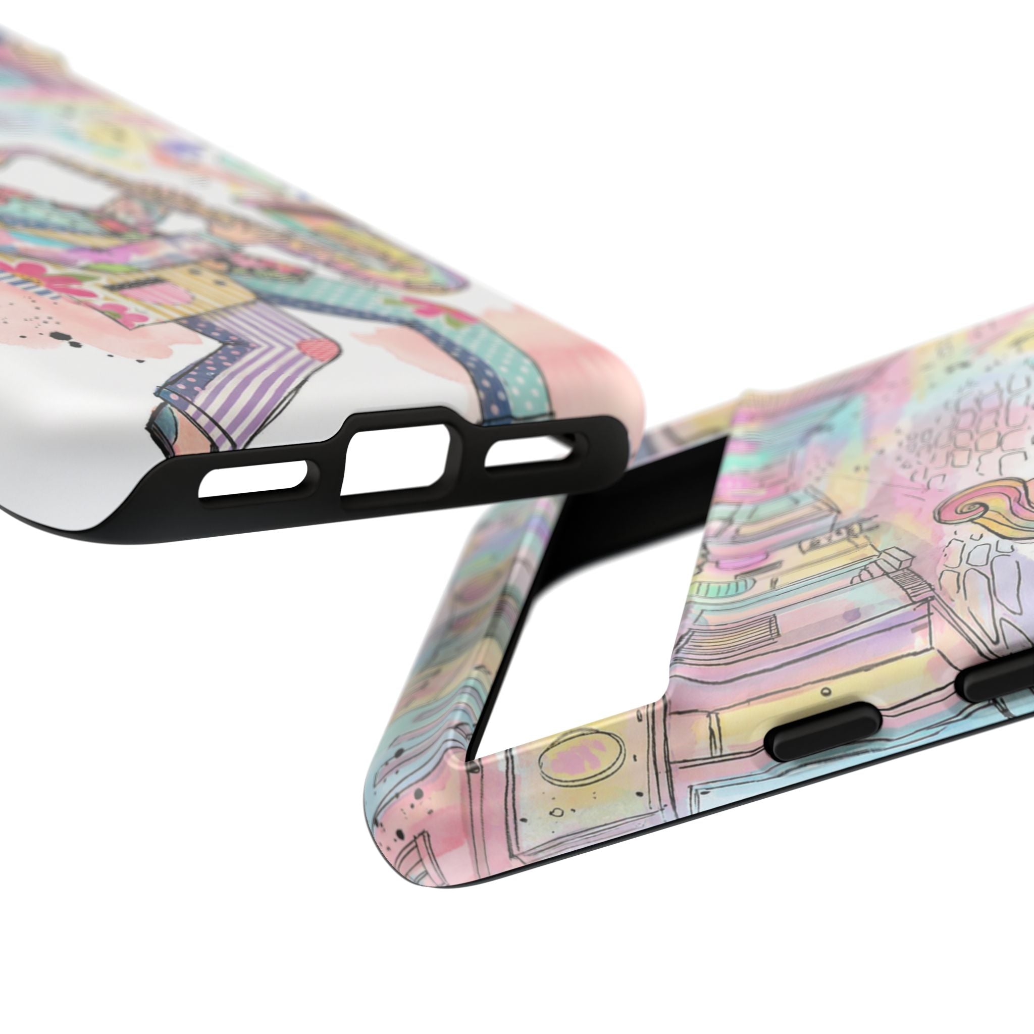 Custodia per telefono Google Pixel "Sax Player Art" | Illustrazione Jazz Stradale Pastello