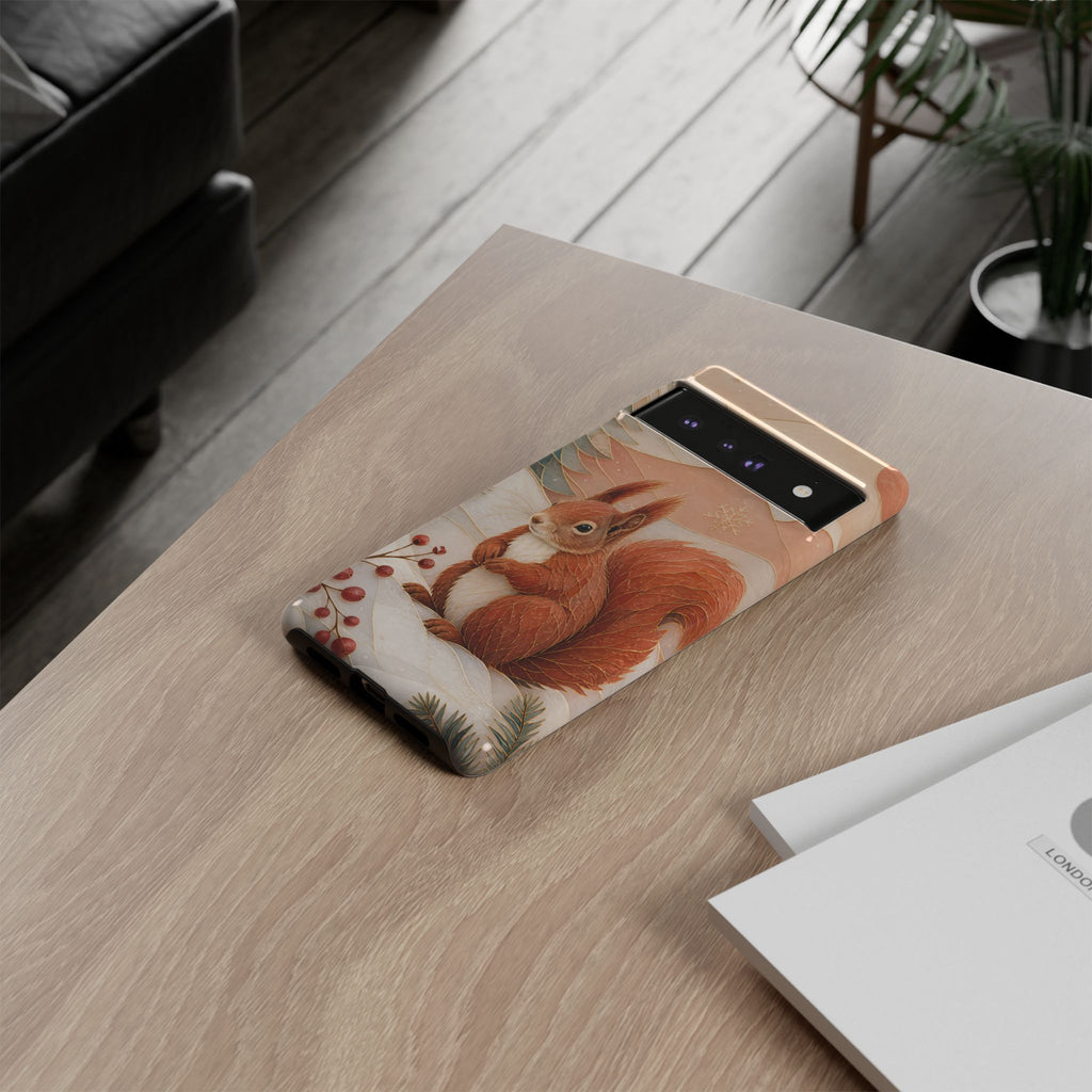 Winter Squirrel Google Pixel Phone Case | Woodland Animal Phone Case