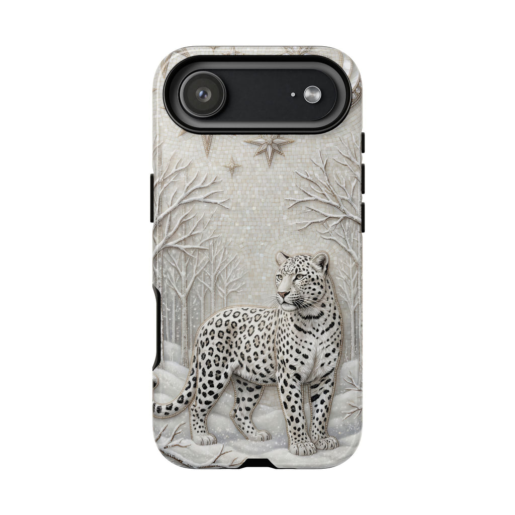 Snow Leopard iPhone Case | Winter Moon Forest Protective Phone Cover