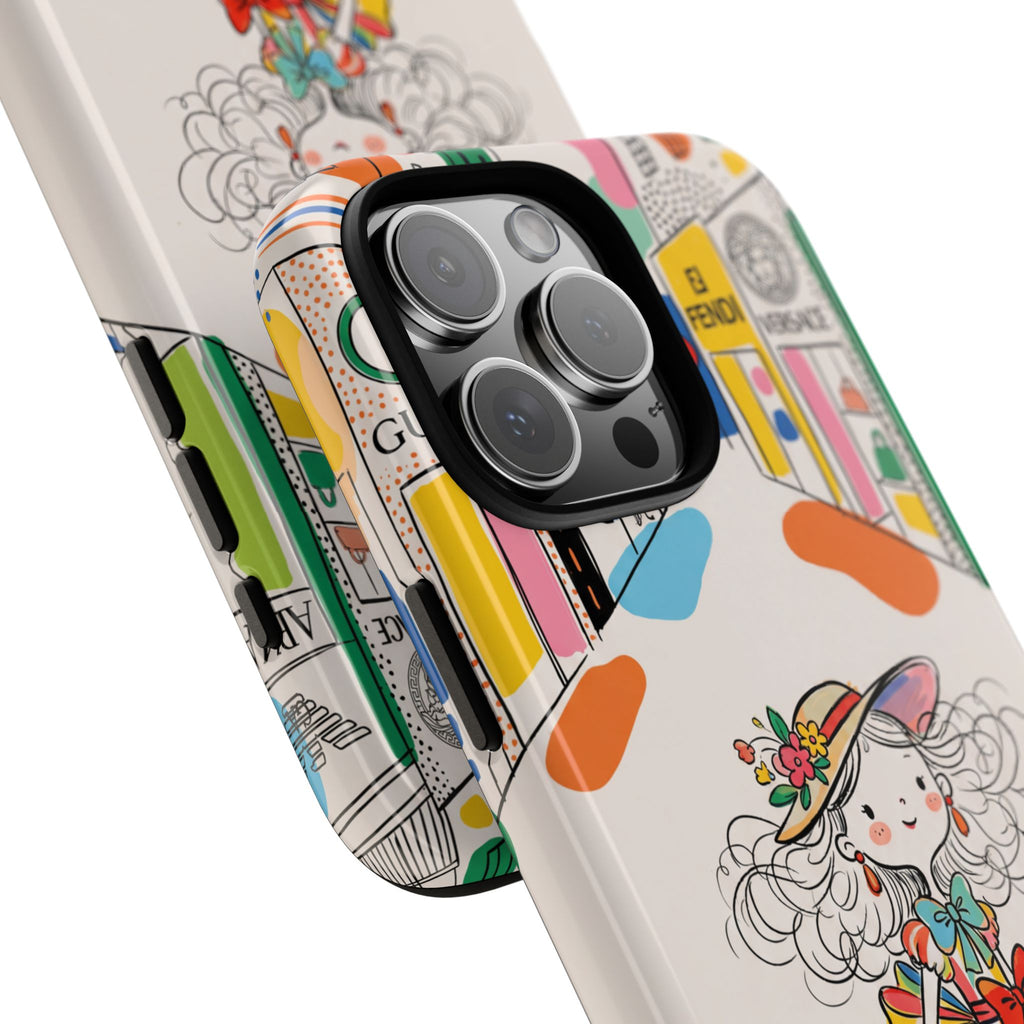 Cute Fashion Girl iPhone Case | Colourful Shopping Street Design