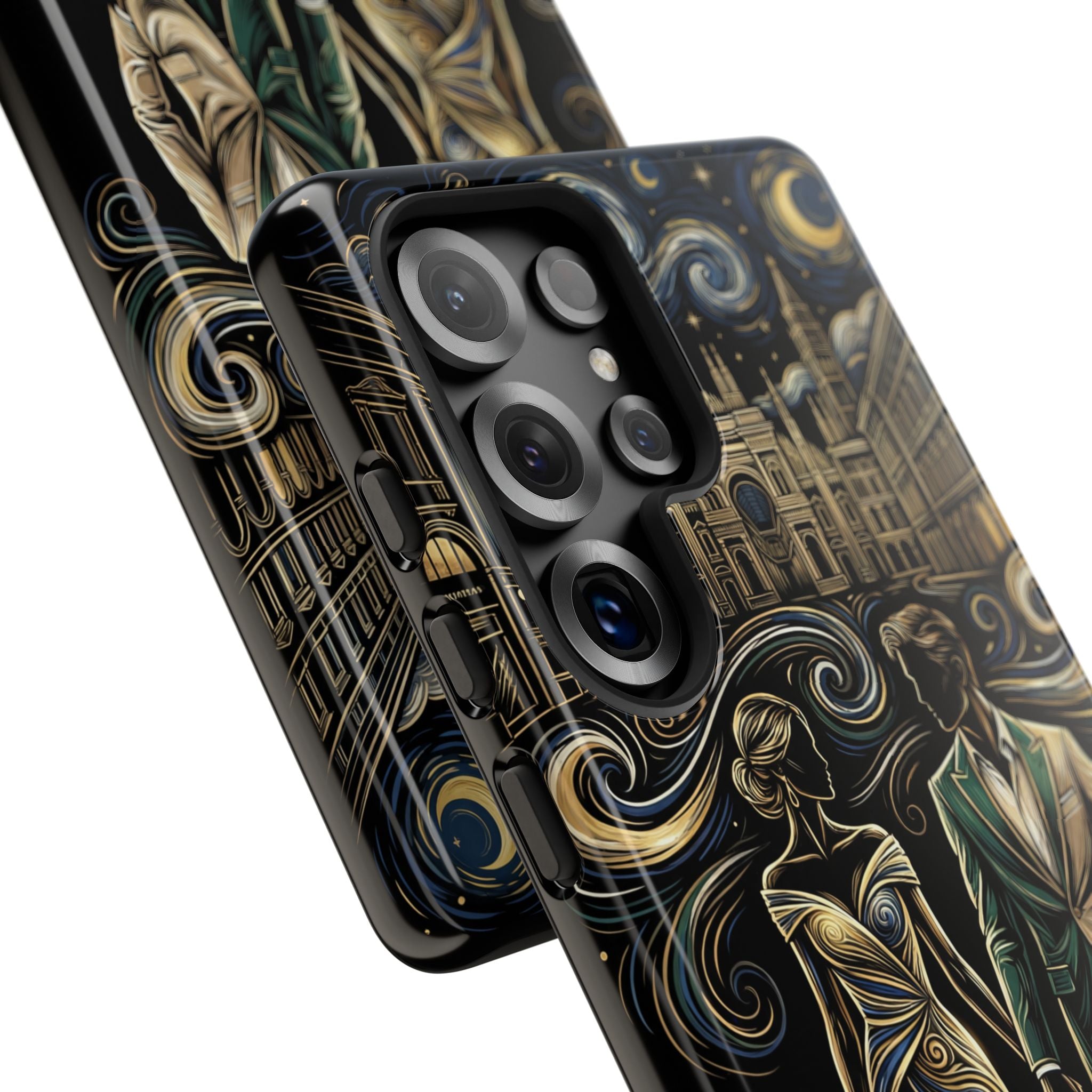 Romantic Night Walk Samsung Galaxy Phone Case | Elegant Couple Art