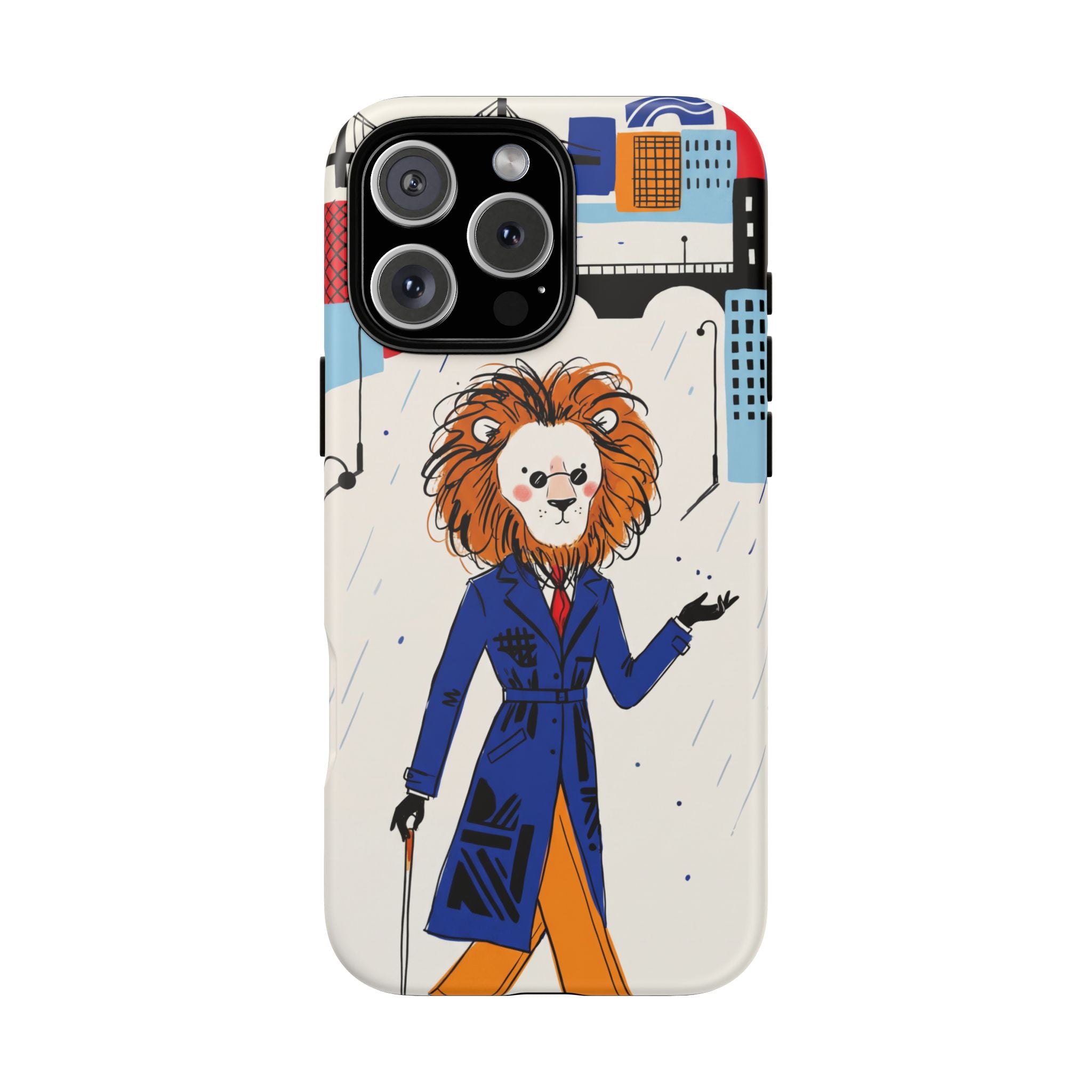 Lion Gentleman iPhone Case | Dapper Lion in City Rain