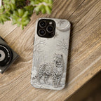 Snow Leopard iPhone Case | Winter Moon Forest Protective Phone Cover