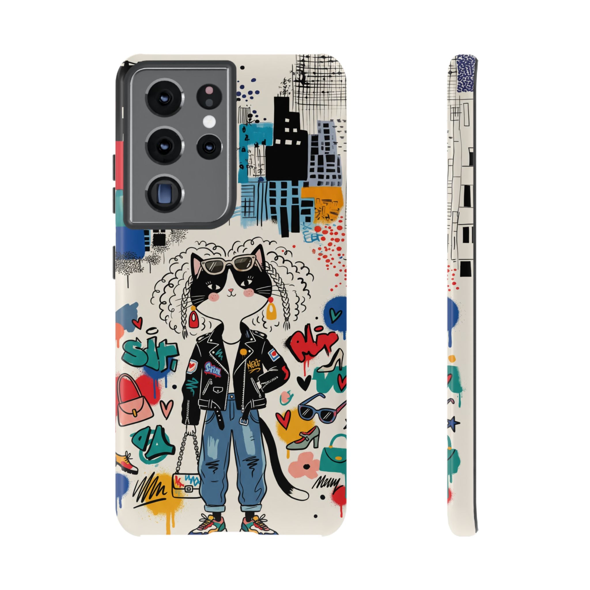 Punk City Cat Graffiti Design Samsung Galaxy Phone Case