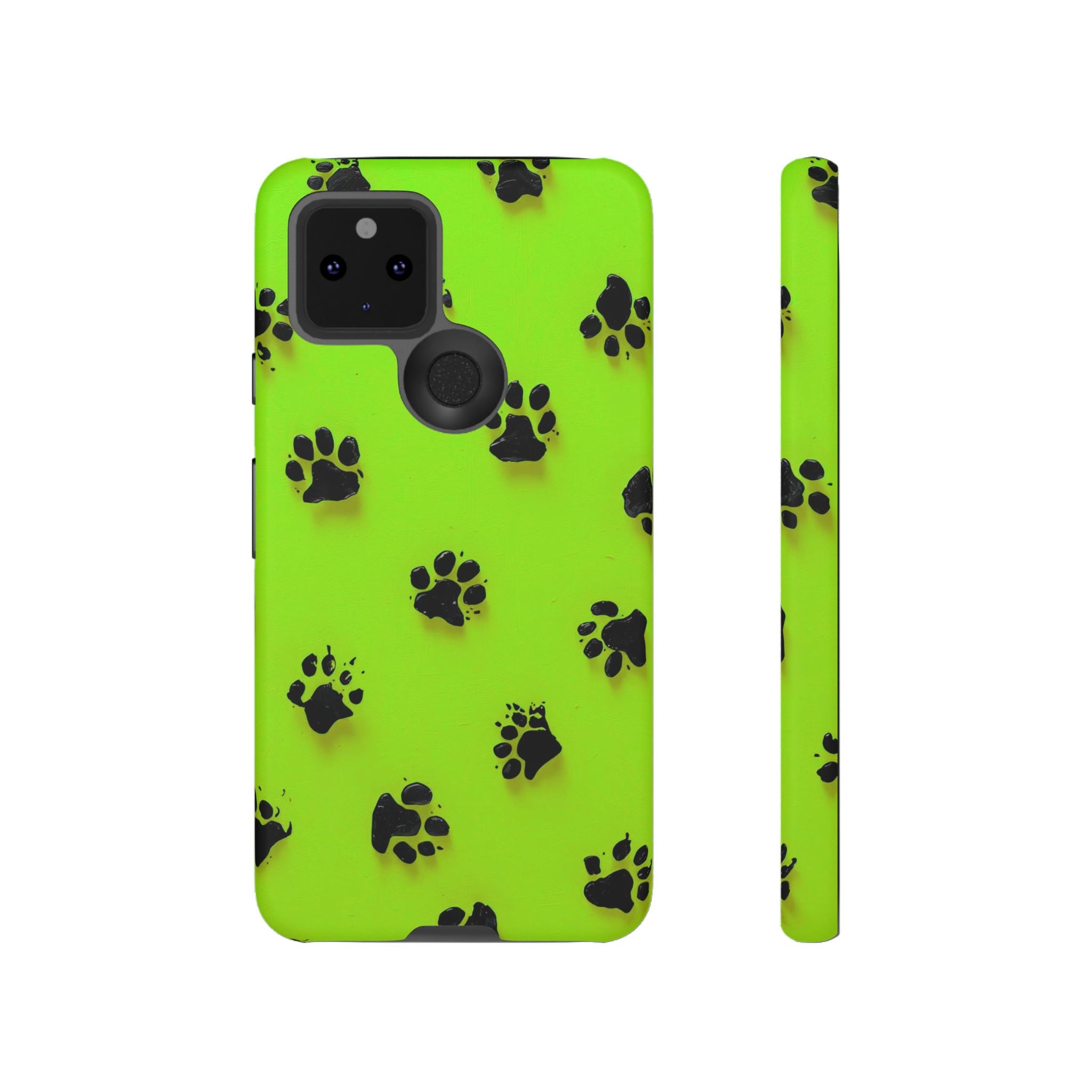Neon Paw Print Tough Google Pixel Case — Shockproof Pet Lover iPhone Cover