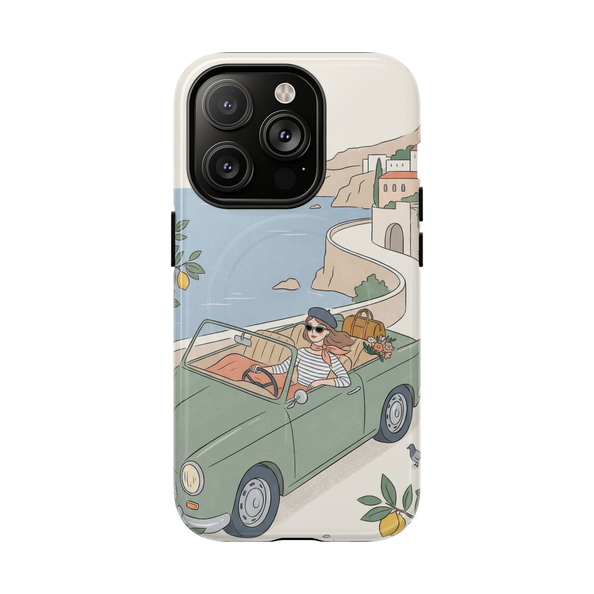 Retro Coastal Road Trip Design MagSafe iPhone Case