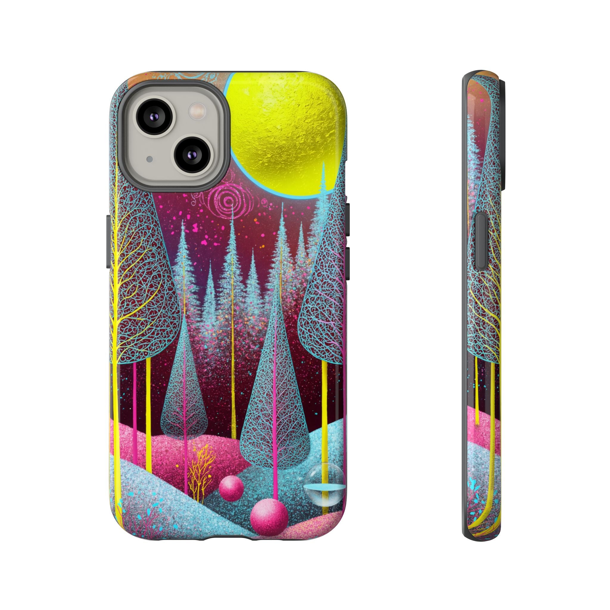 Neon Dreamscape Forest iPhone Case