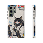 Cat Barista Samsung Galaxy Phone Case | Cool Cat in Sunglasses Coffee Shop Design