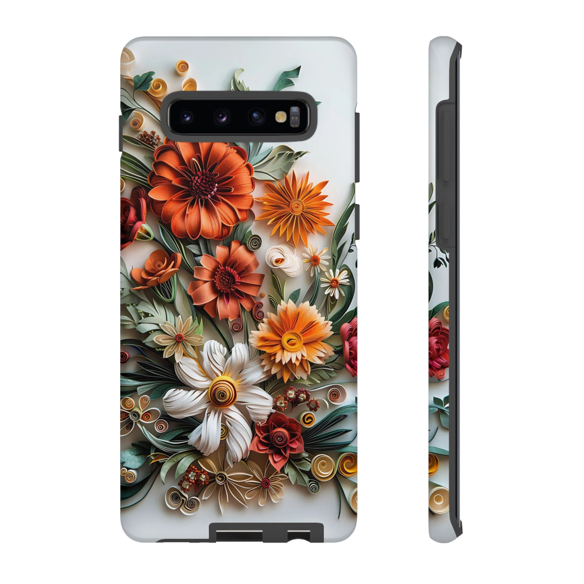 Floral Quilling Tough Samsung Galaxy Case — Orange Daisy