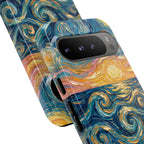 Sea Sunset Google Pixel Case — Van Gogh‑Style Beach Waves with Shells