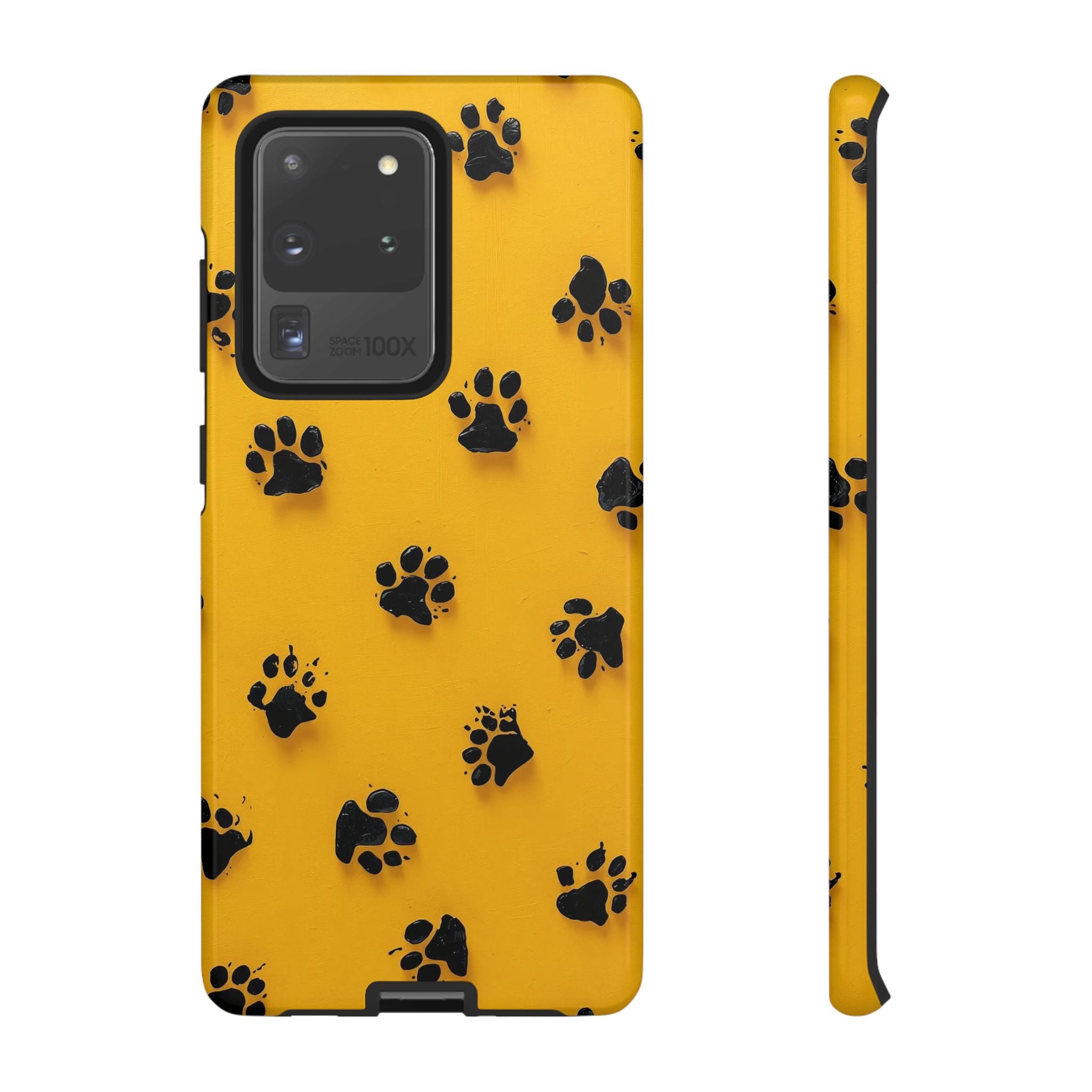 Yellow Paw Print Tough Samsung Galaxy Case — Protective Dog & Cat Lover Cover