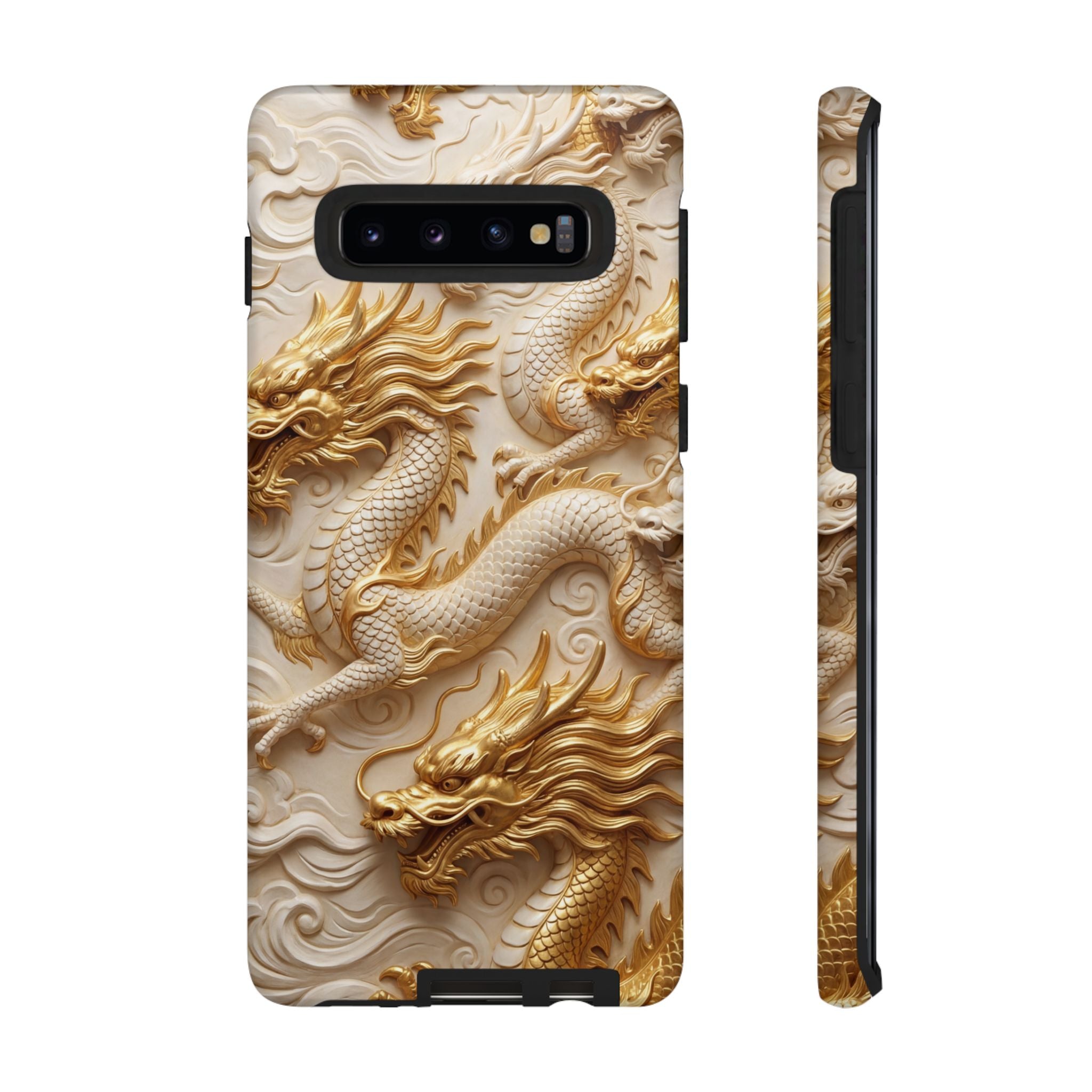 Dragon Relief Samsung Galaxy Case — Gold Carved Dragon Protective Cover