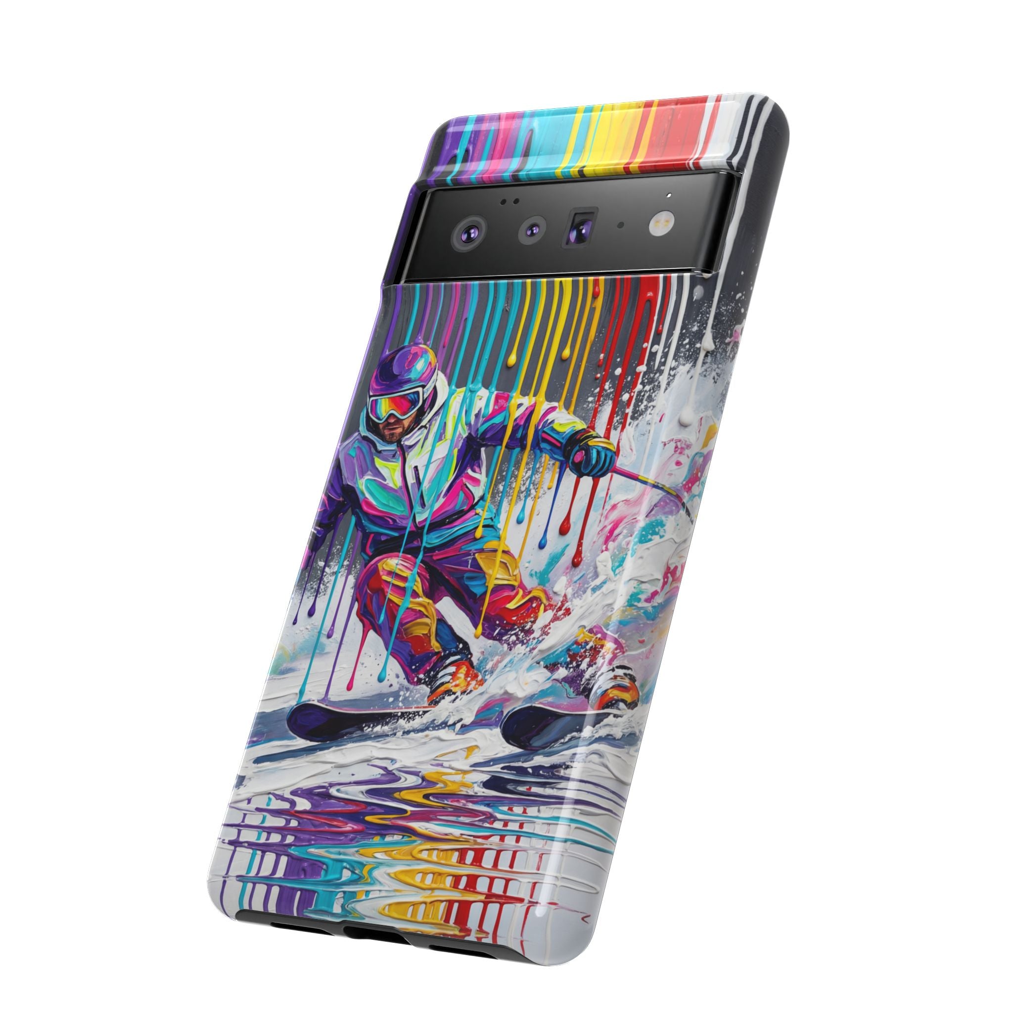 Colourful Skiing Drip Art Tough Google Pixel Phone Case