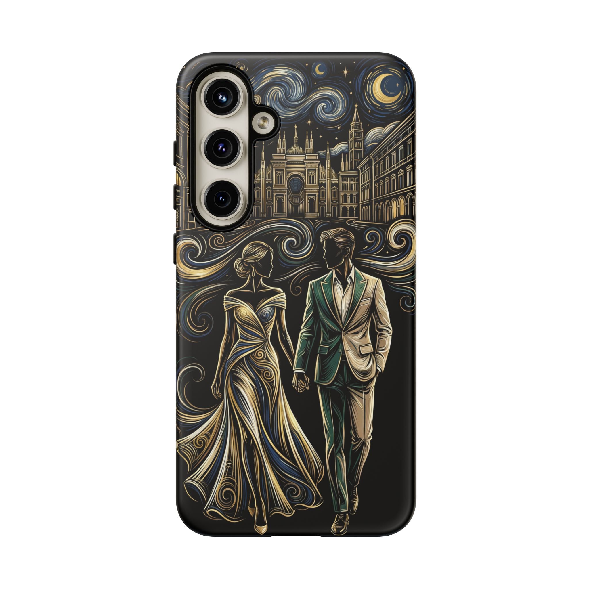 Romantic Night Walk Samsung Galaxy Phone Case | Elegant Couple Art