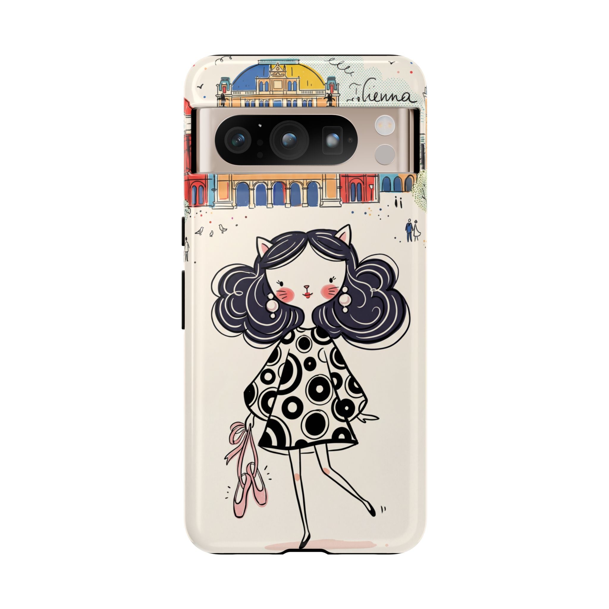 Cute Parisian Cat Girl Google Pixel Phone Case | Ballet Slippers Illustration Tough Case