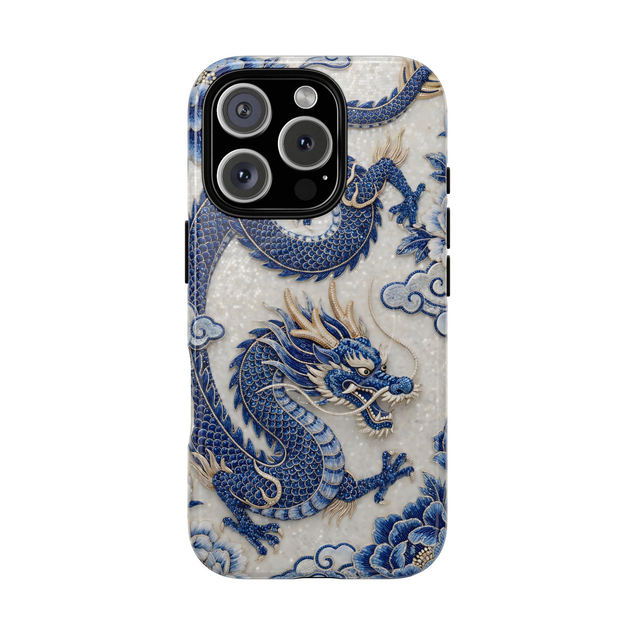 Asian Zodiac Dragon MagSafe iPhone Case V2 | Blue & White Porcelain Luxury Protective Case | Year of the Dragon Gift