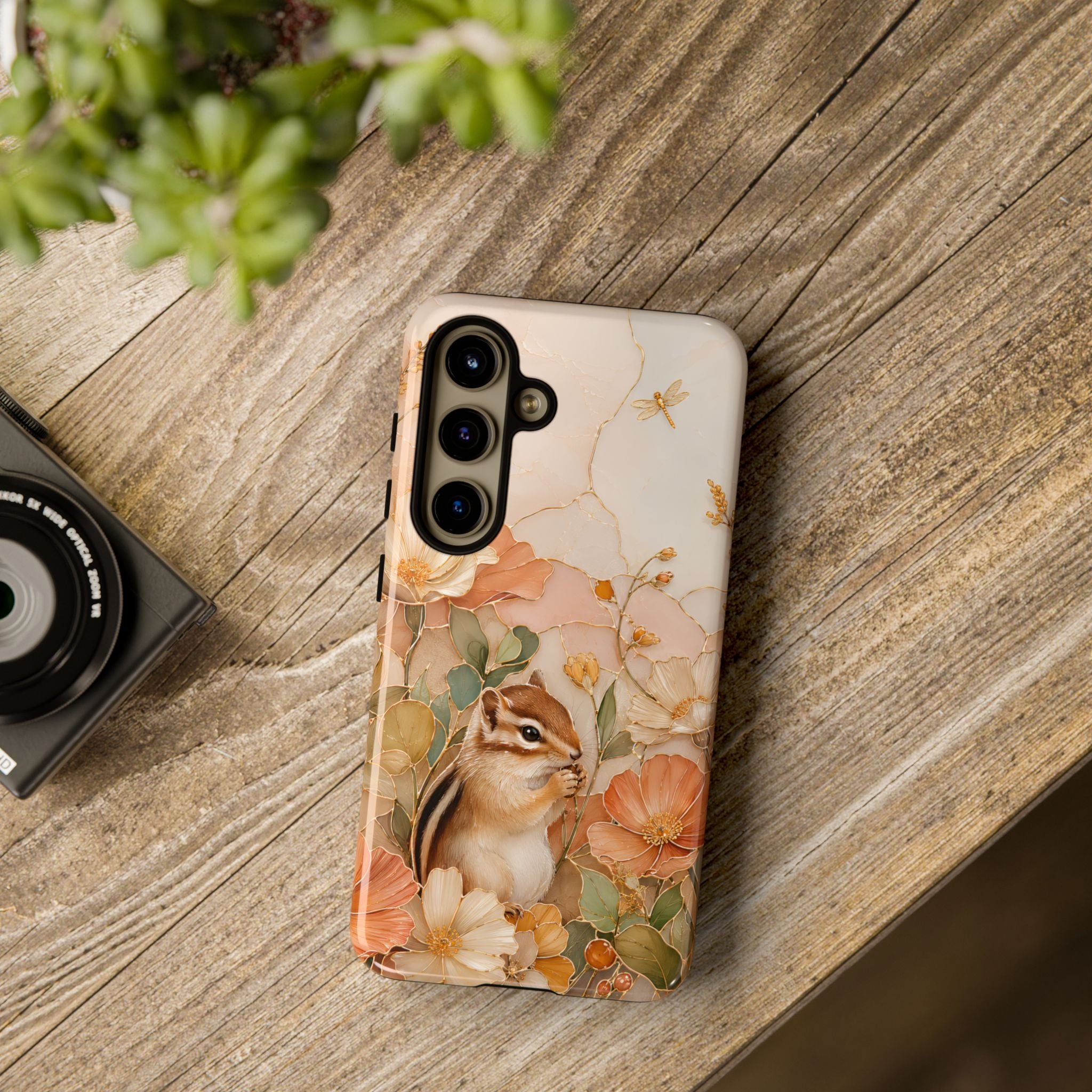 Chipmunk Samsung Galaxy Phone Case | Stained Glass Woodland Animal Case