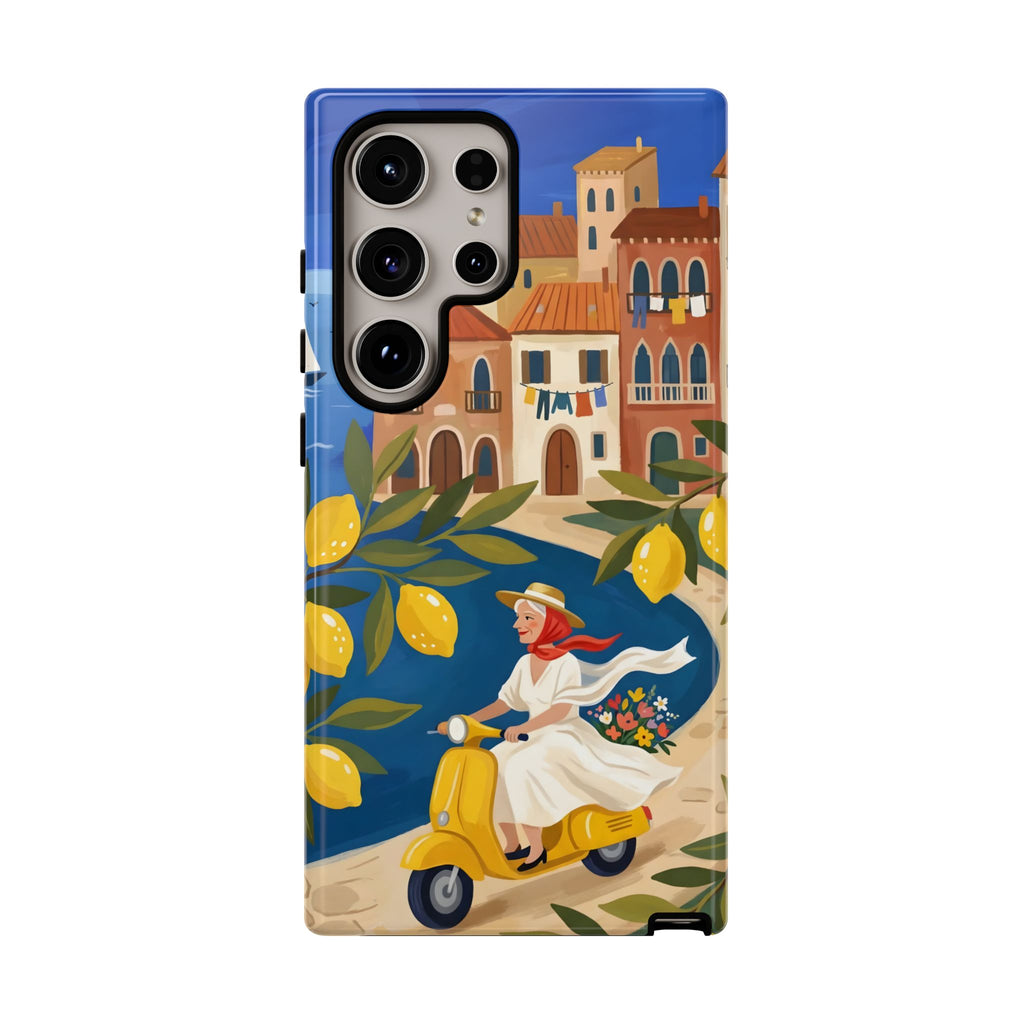 Lemon Coast Scooter Samsung Galaxy Phone Case | Mediterranean Vespa Travel Designn